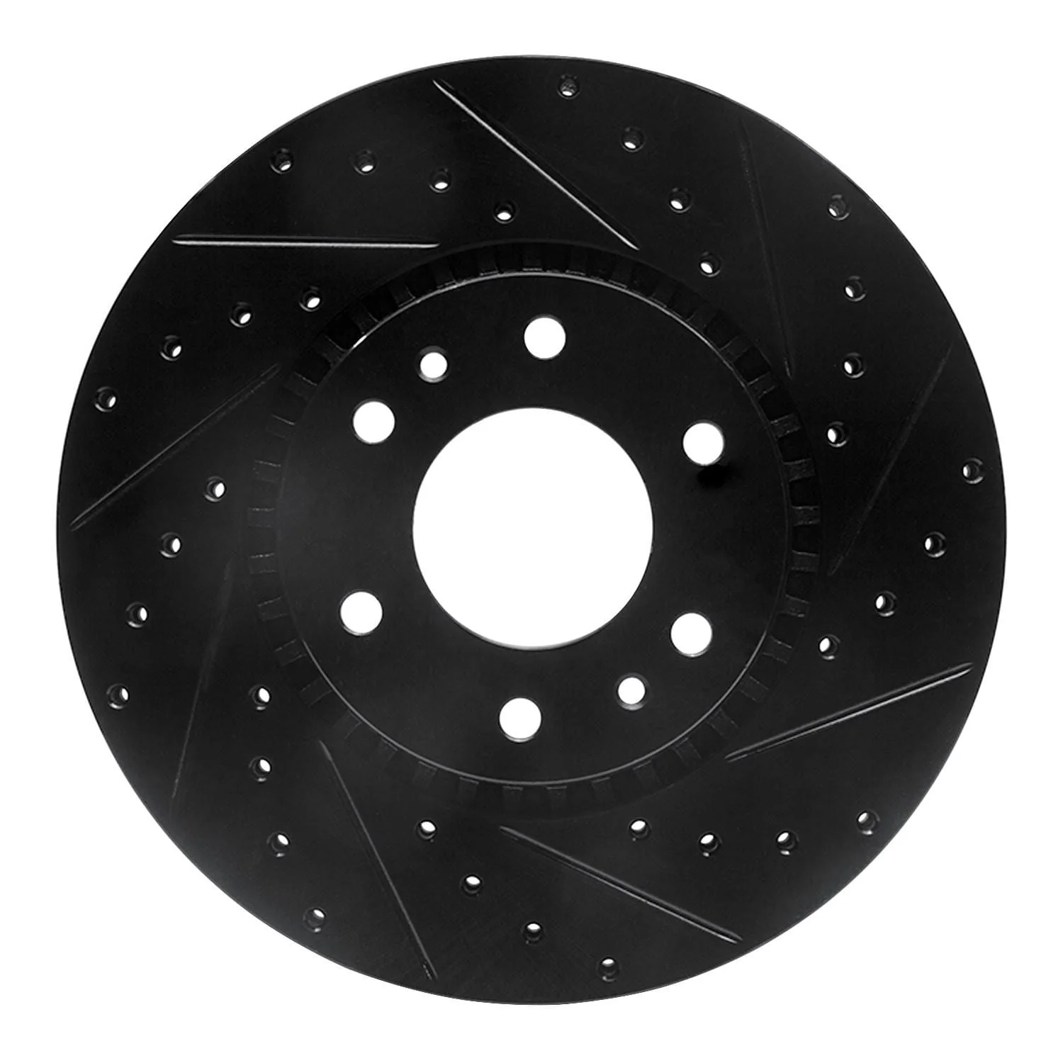 R1 Concepts 02-09 Buick Rainier Front Right Drilled & Slotted Black Brake Rotor