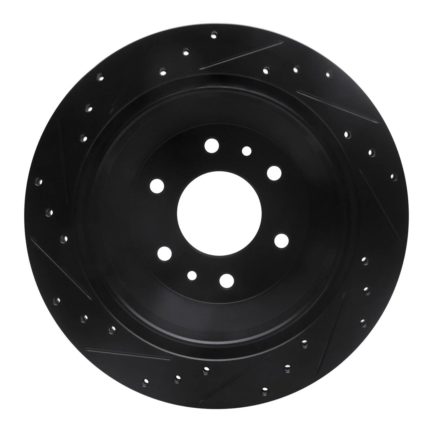 R1 Concepts 02-09 Buick Rainier Rear Right Drilled & Slotted Black Brake Rotor - Image 2