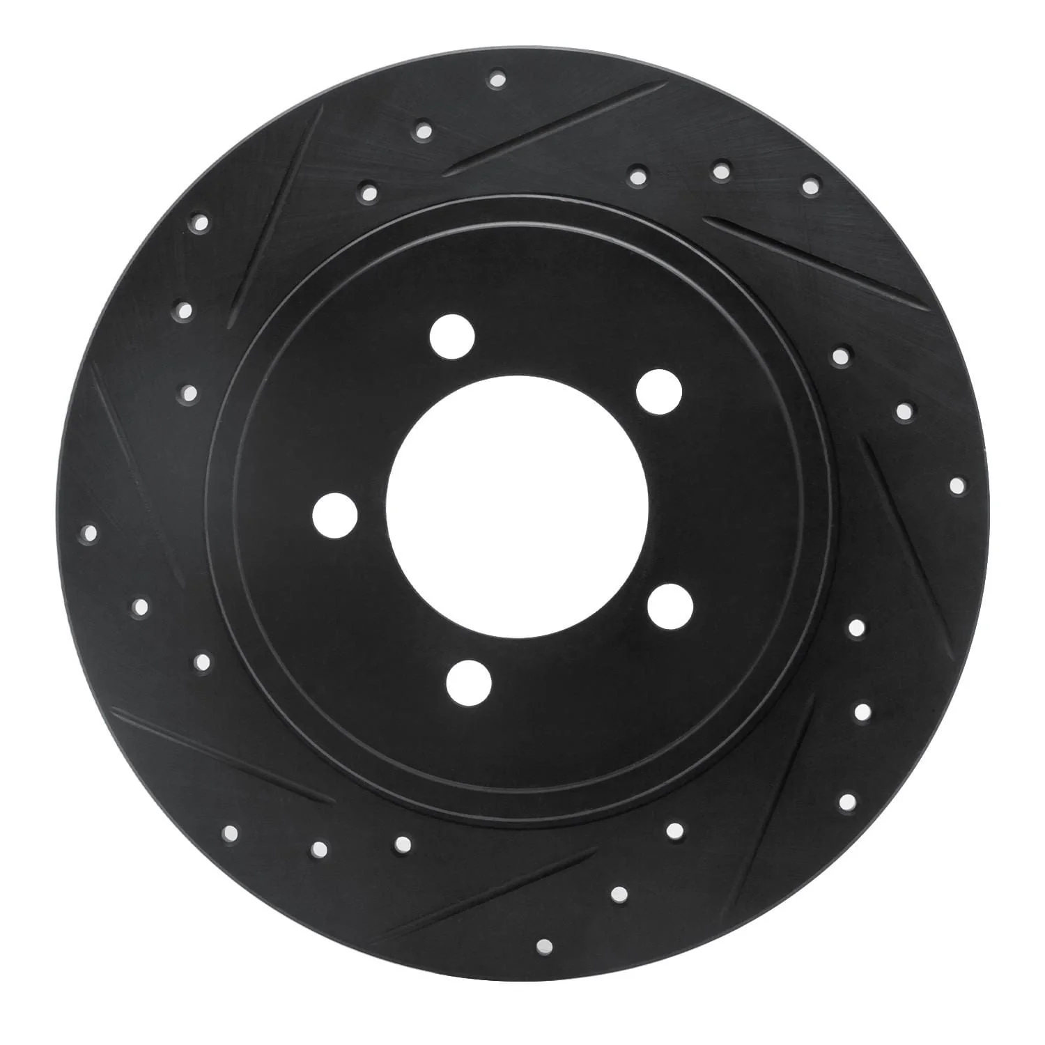 R1 Concepts 02-10 Ford Explorer Rear Left Drilled & Slotted Black Brake Rotor