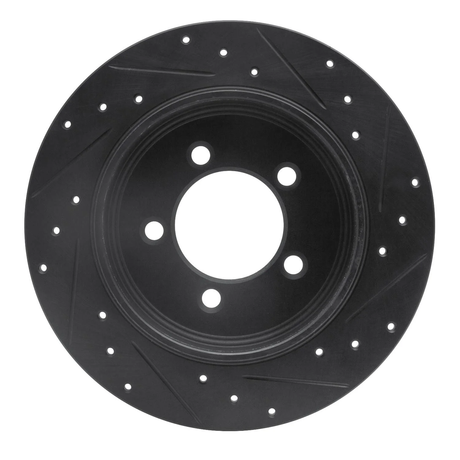 R1 Concepts 02-10 Ford Explorer Rear Left Drilled & Slotted Black Brake Rotor - Image 2