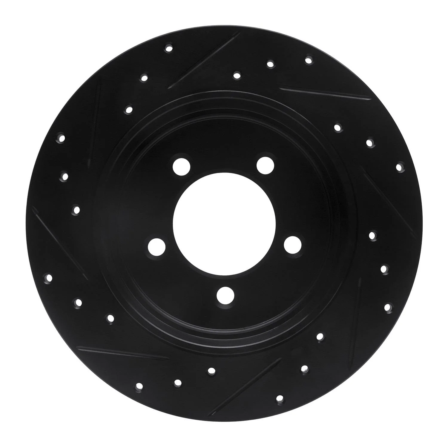 R1 Concepts 02-10 Ford Explorer Rear Right Drilled & Slotted Black Brake Rotor - Image 2
