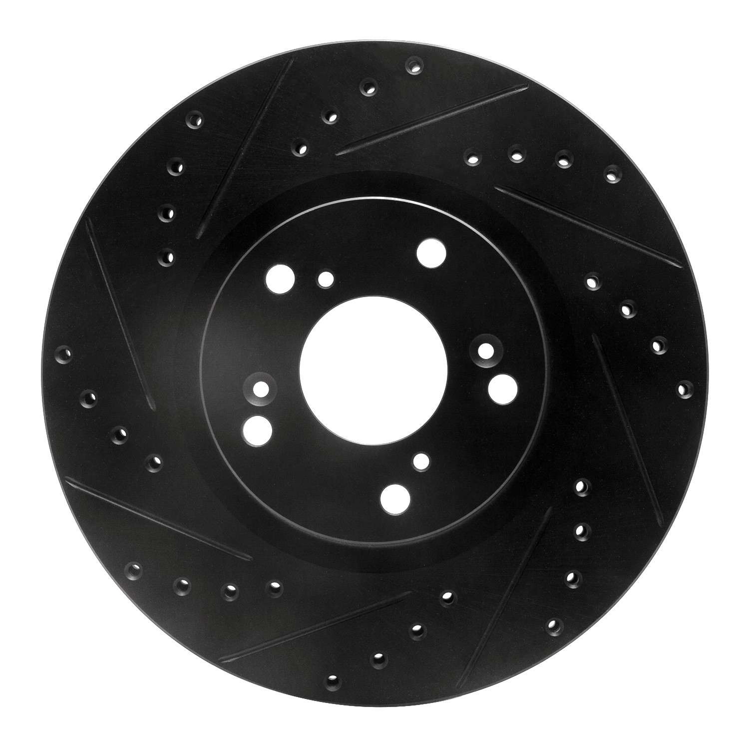 R1 Concepts 02-15 Acura CSX Front Left Drilled & Slotted Black Brake Rotor
