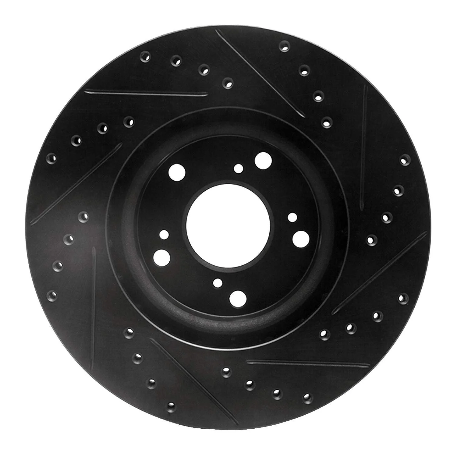 R1 Concepts 02-15 Acura CSX Front Left Drilled & Slotted Black Brake Rotor - Image 2