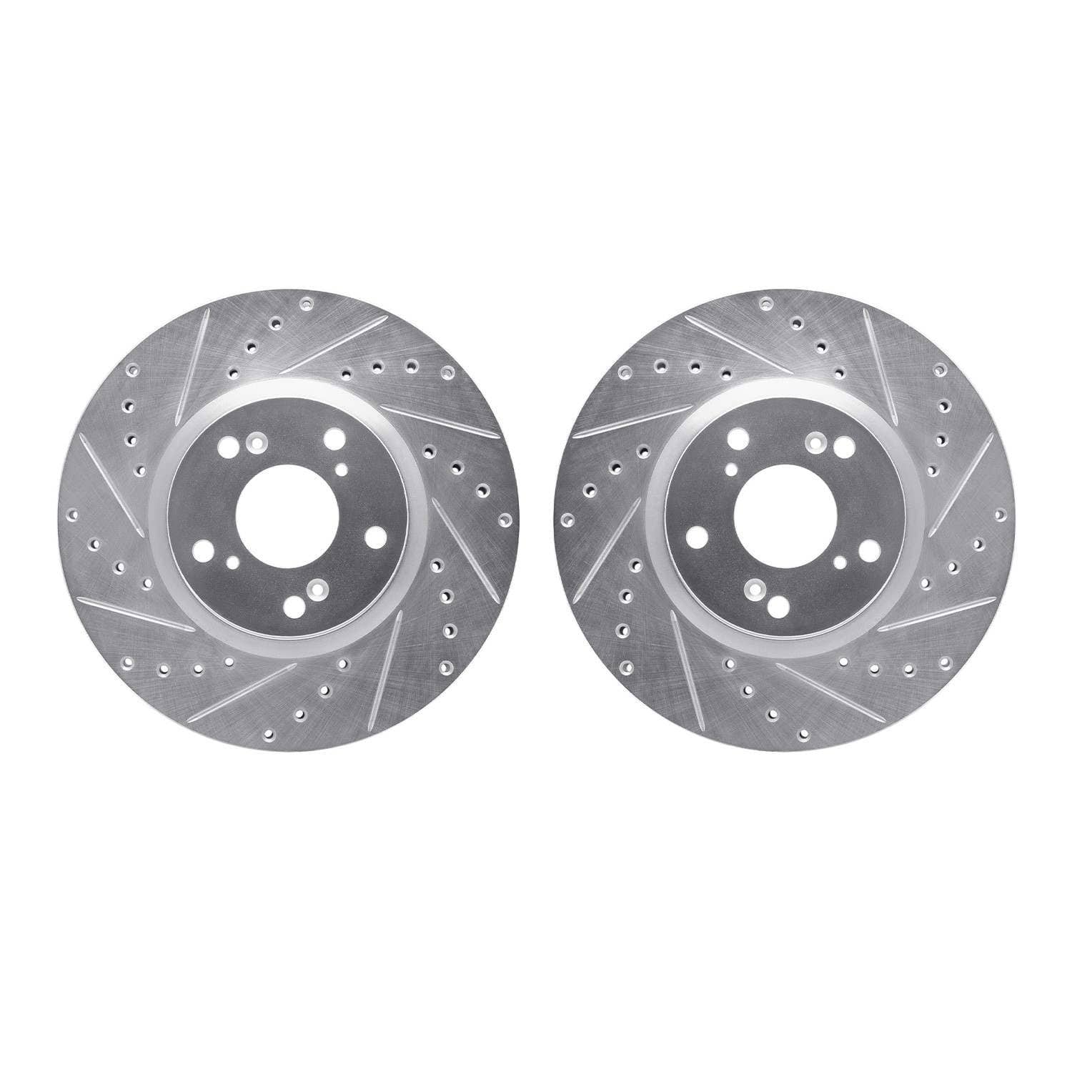 R1 Concepts 02-15 Acura RSX Front Drilled & Slotted Silver Brake Rotor Set
