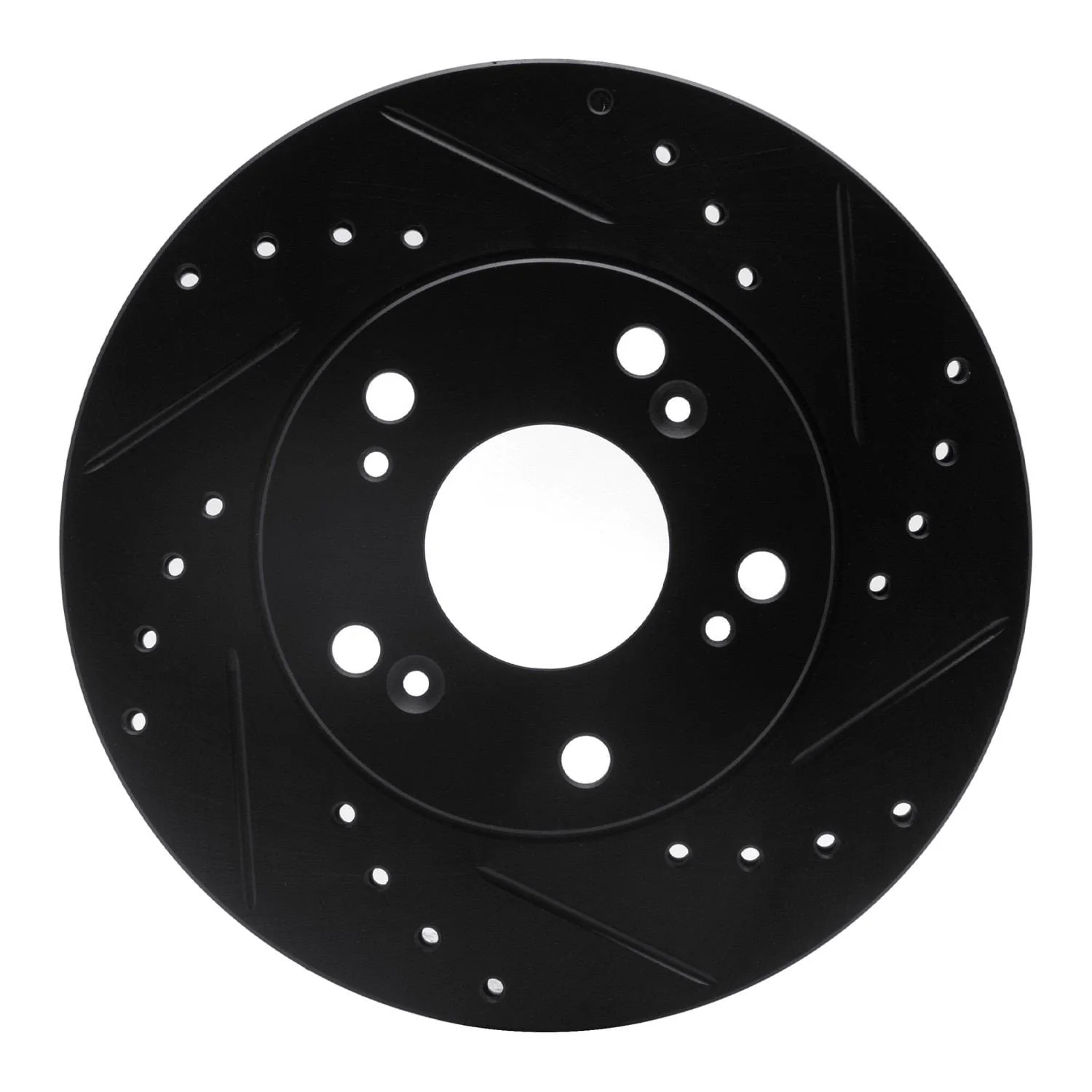 R1 Concepts 02-15 Acura RSX Front Right Drilled & Slotted Black Brake Rotor
