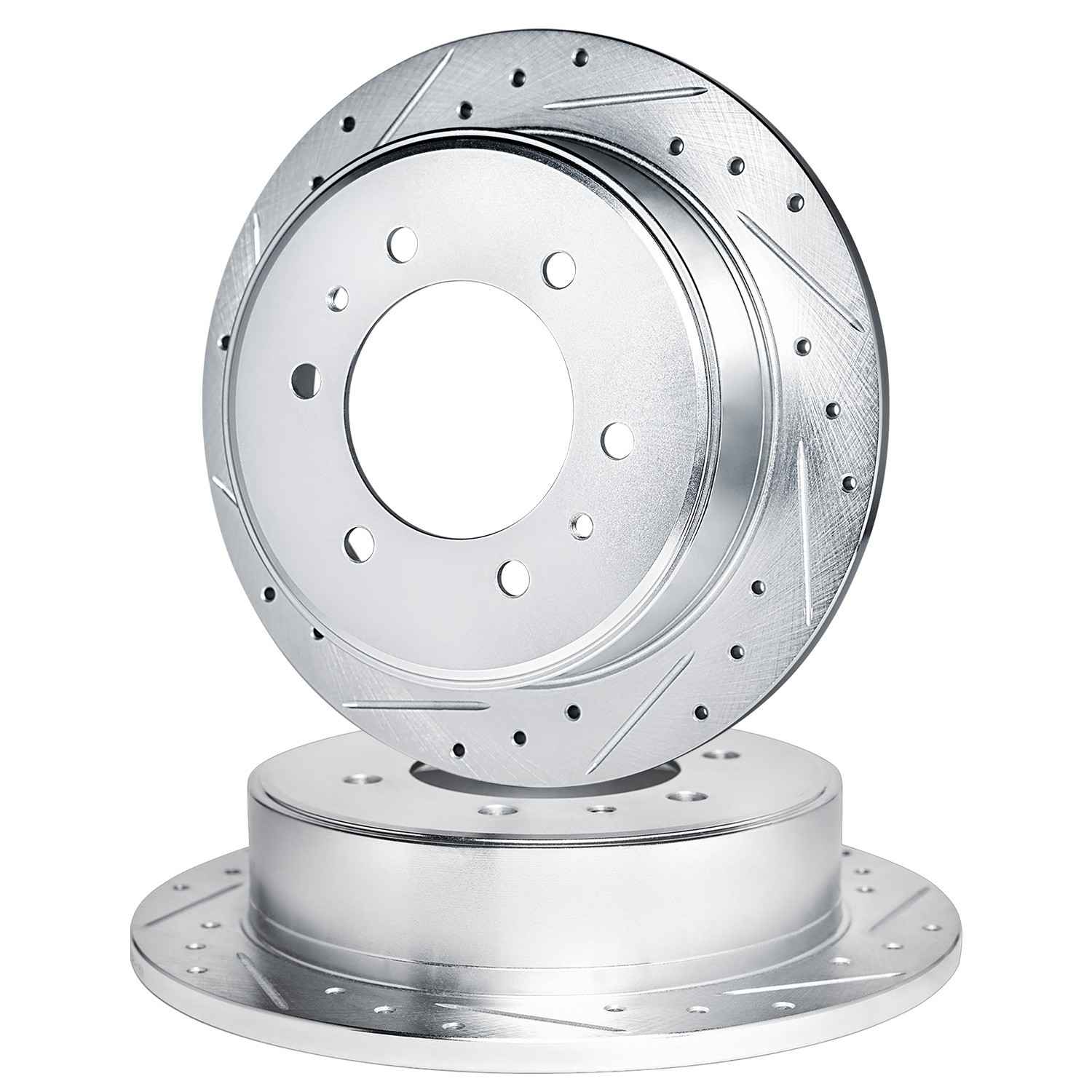 R1 Concepts 02-18 Nissan UrVan Front Drilled & Slotted Silver Brake Rotor Set