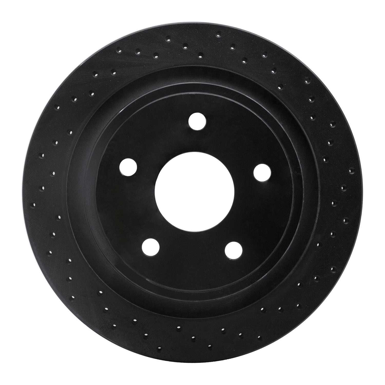 R1 Concepts 02-21 Chrysler Aspen Rear Right Drilled Black Brake Rotor