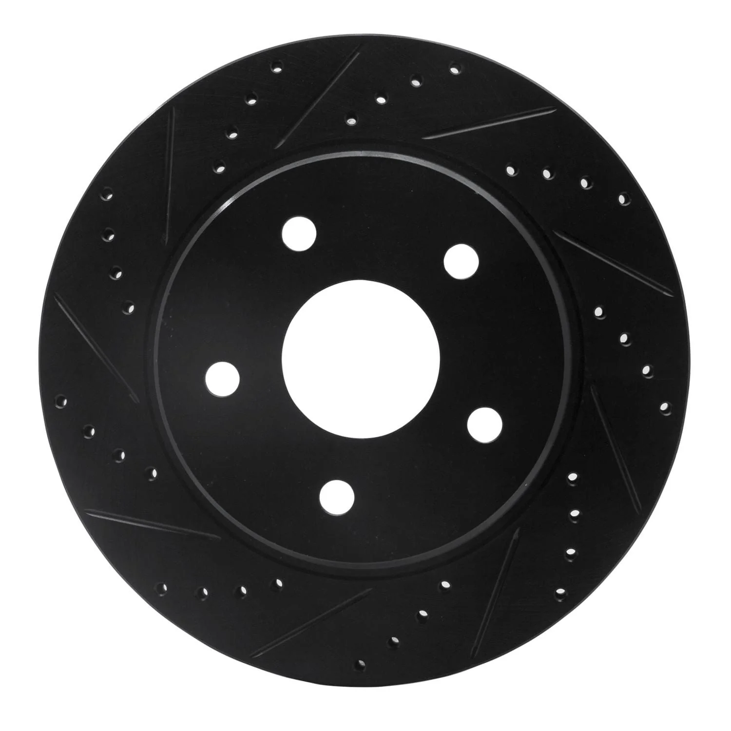 R1 Concepts 02-24 Chrysler ASPEN Front Left Drilled & Slotted Black Brake Rotor
