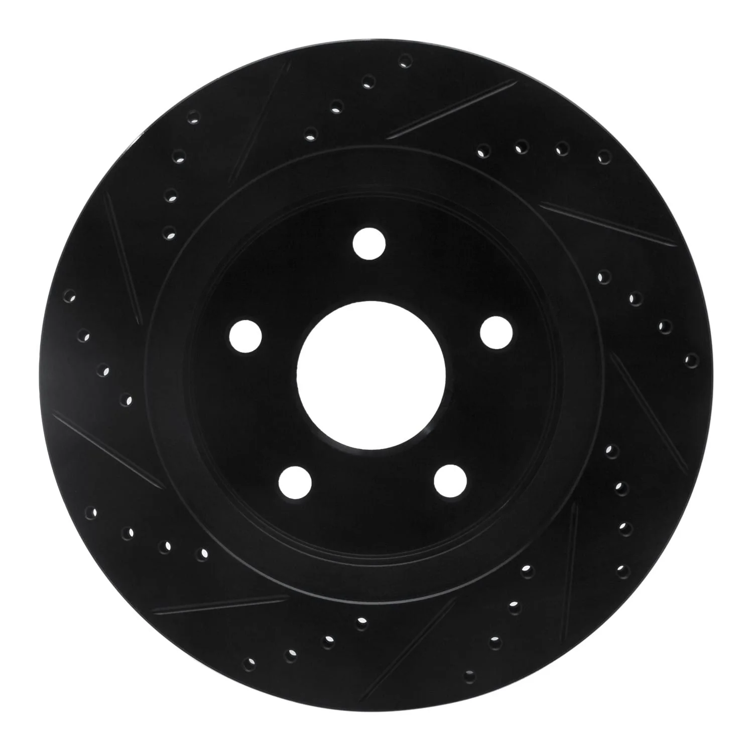 R1 Concepts 02-24 Chrysler ASPEN Front Right Drilled & Slotted Black Brake Rotor - Image 2