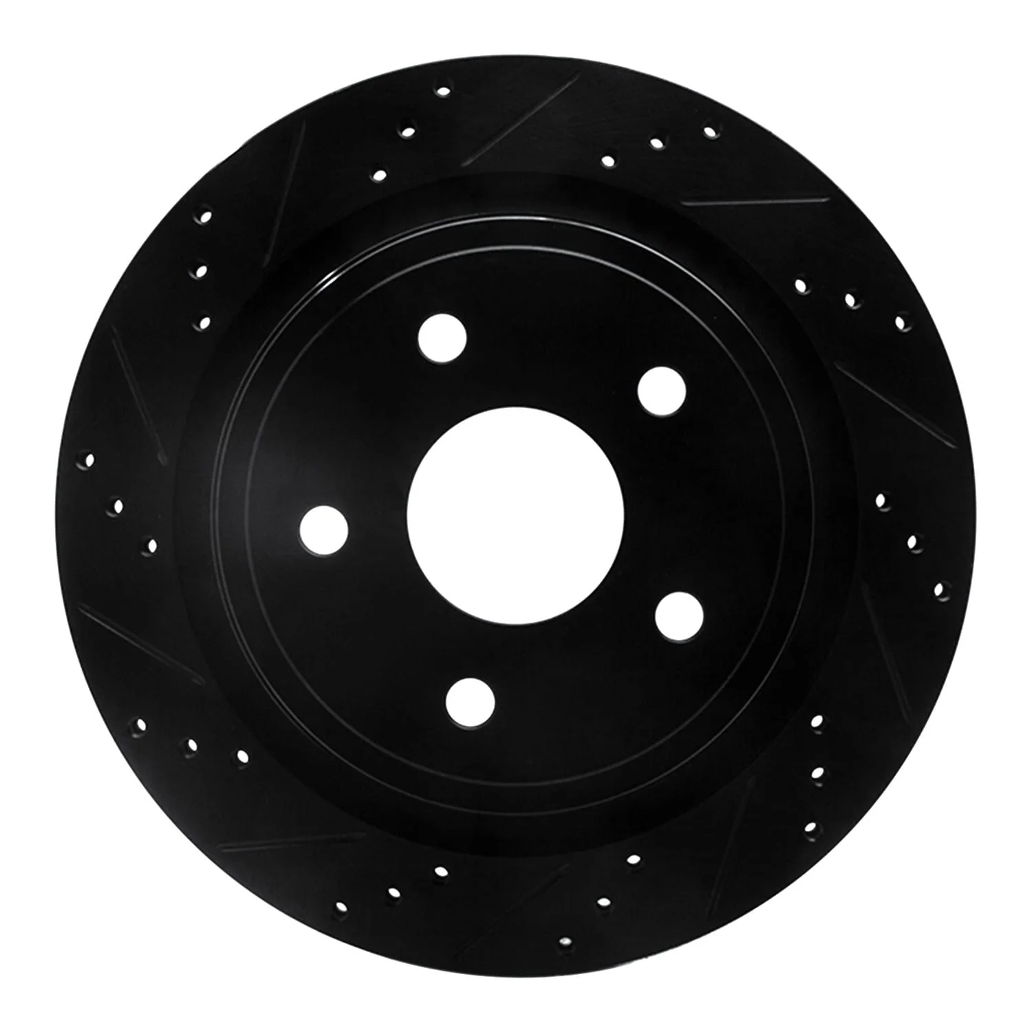 R1 Concepts 02-24 Chrysler ASPEN Rear Left Drilled & Slotted Black Brake Rotor