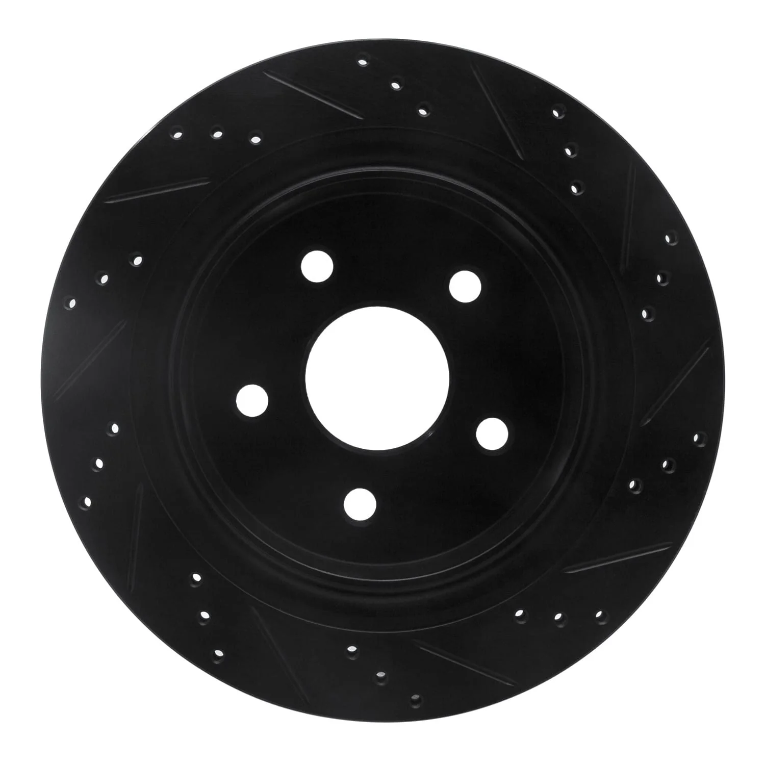 R1 Concepts 02-24 Chrysler ASPEN Rear Left Drilled & Slotted Black Brake Rotor - Image 2