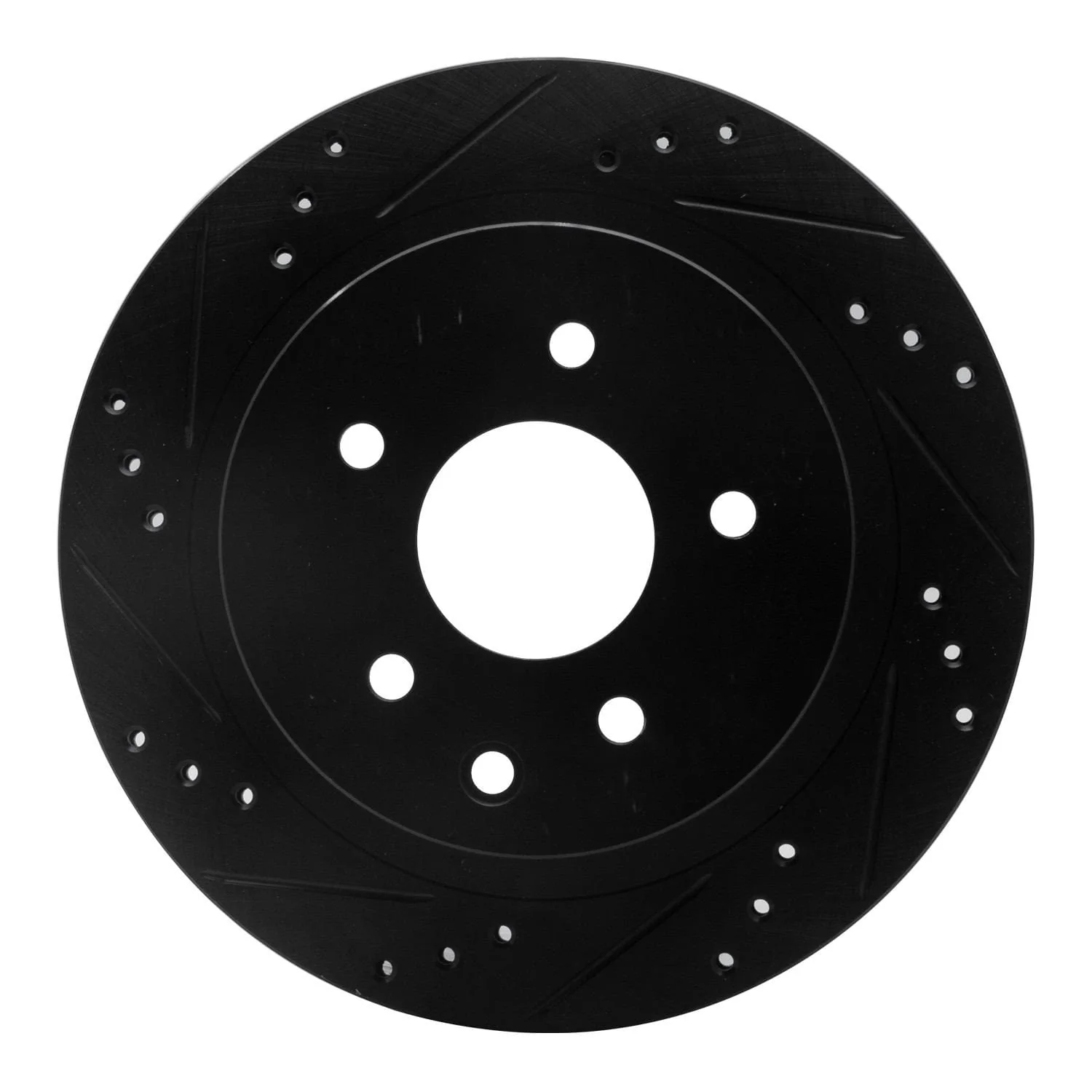 R1 Concepts 02-25 Infiniti G35 Rear Left Drilled & Slotted Black Brake Rotor