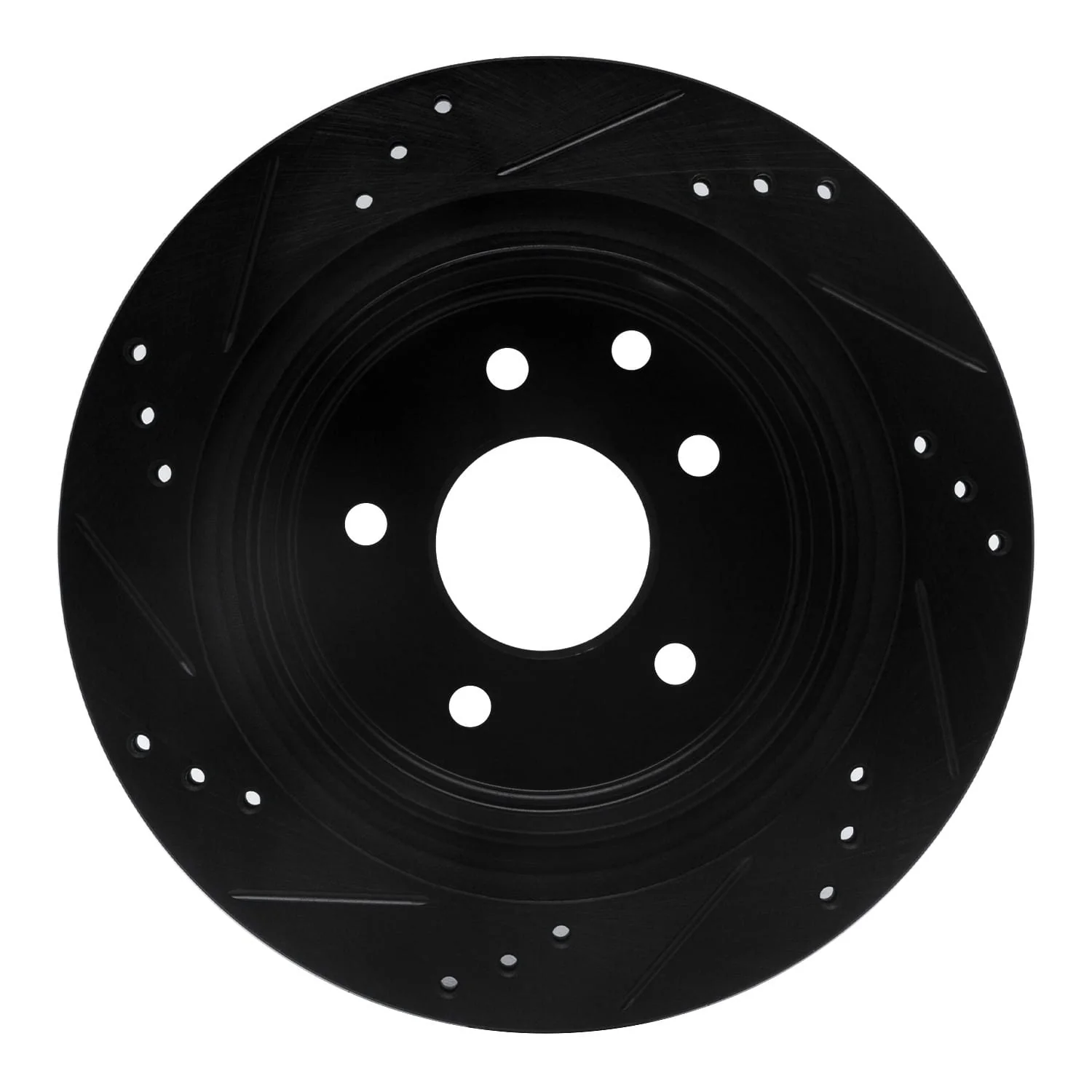 R1 Concepts 02-25 Infiniti G35 Rear Right Drilled & Slotted Black Brake Rotor - Image 2
