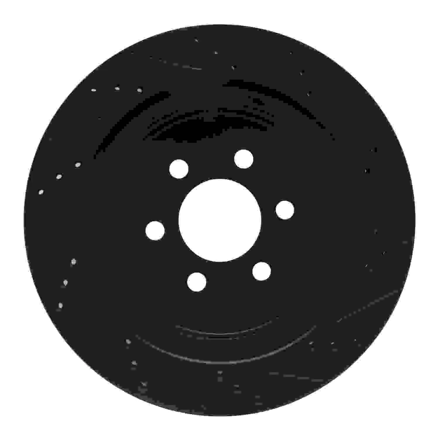 R1 Concepts 03-03 Dodge Durango Rear Left Drilled & Slotted Black Brake Rotor - Image 2