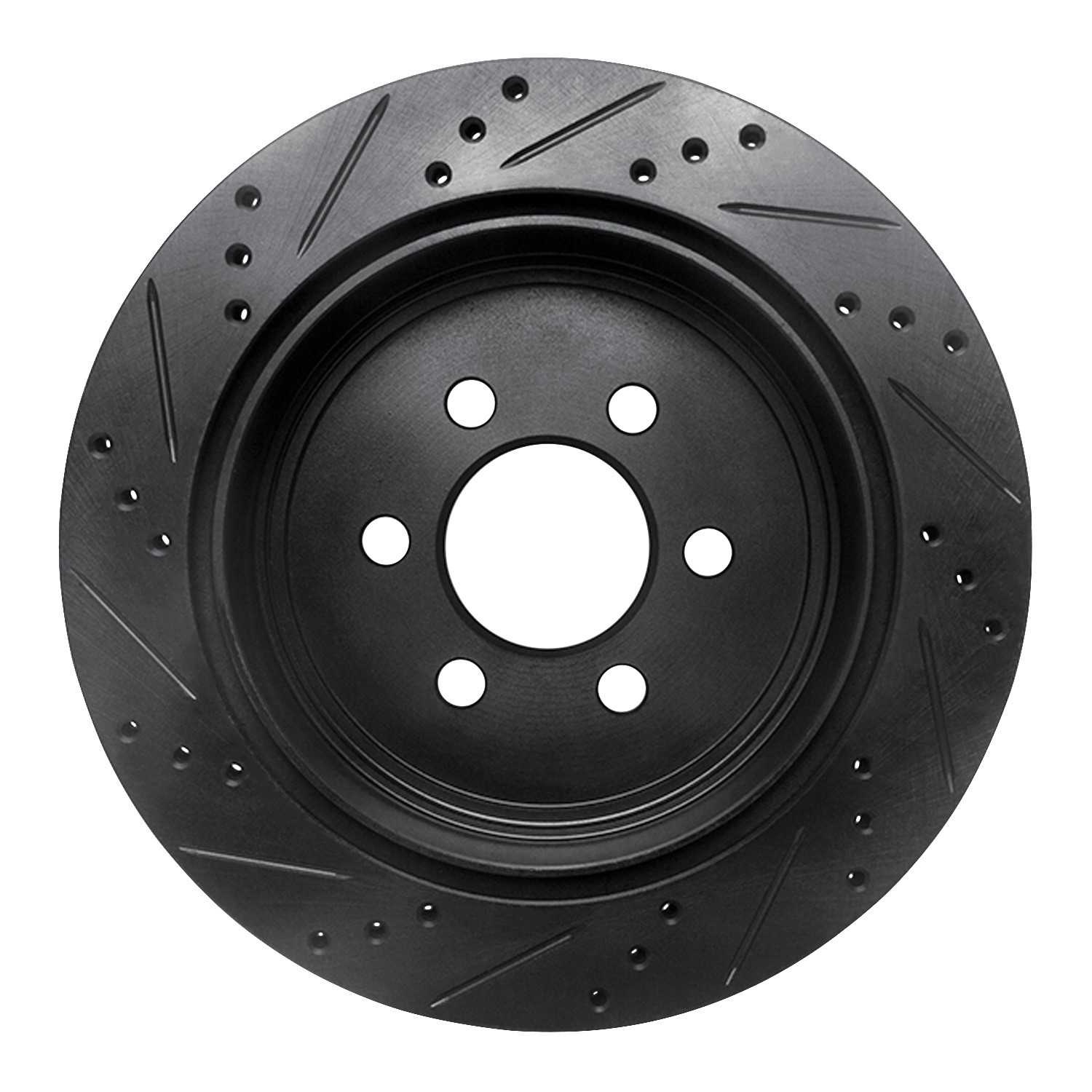 R1 Concepts 03-03 Dodge Durango Rear Right Drilled & Slotted Black Brake Rotor - Image 2