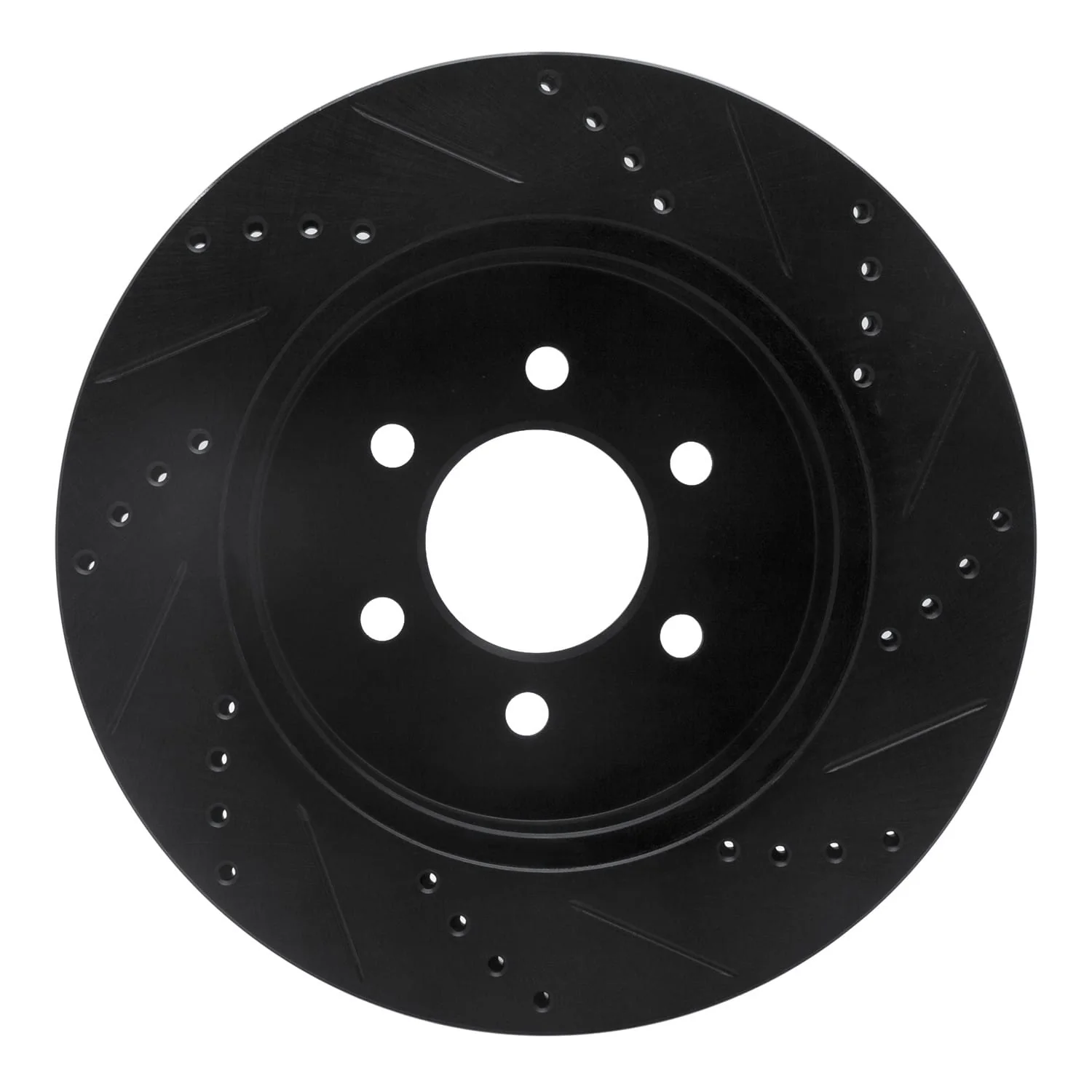R1 Concepts 03-04 Dodge Dakota 4WD Front Left Drilled & Slotted Black Brake Rotor - Image 2