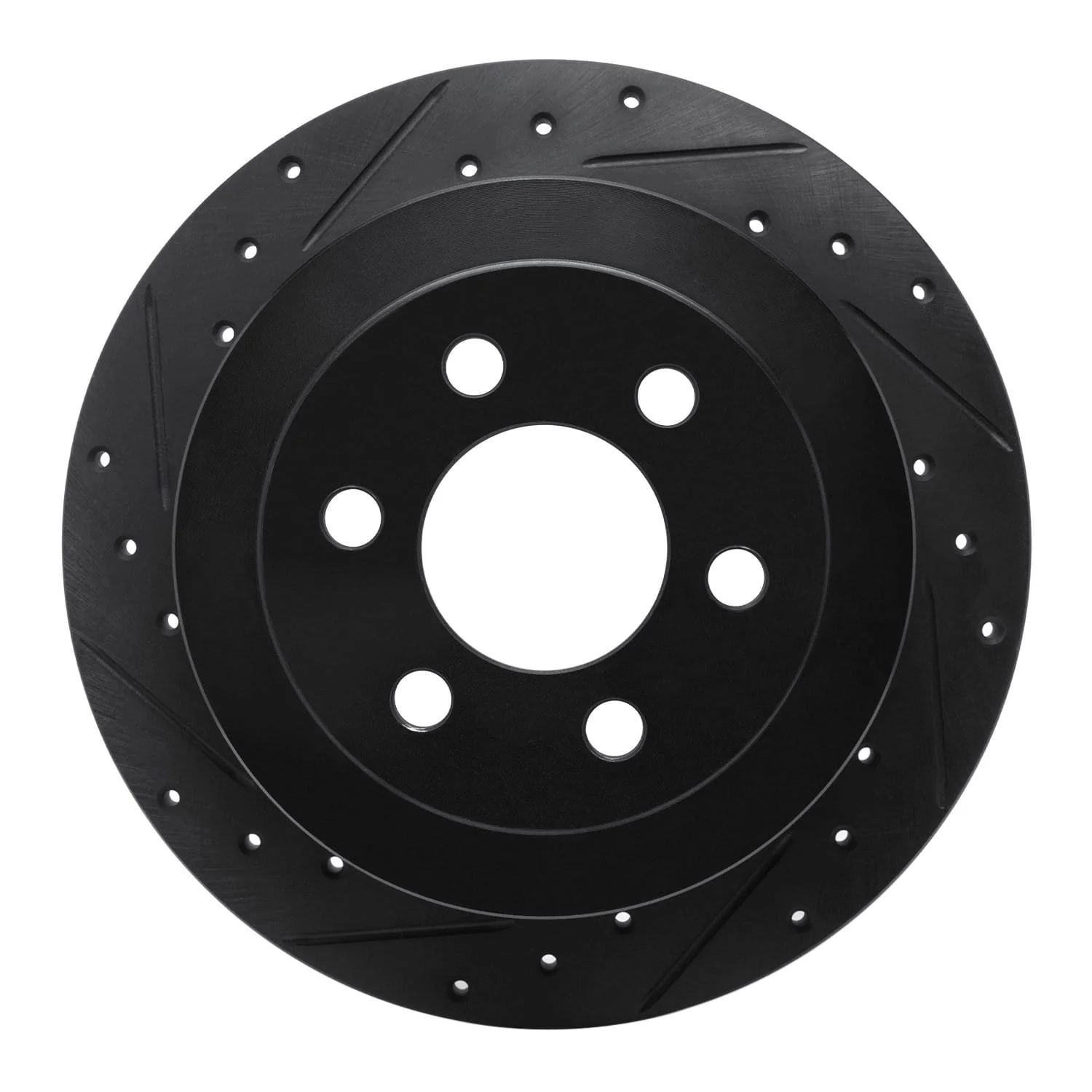 R1 Concepts 03-04 Dodge Dakota 4WD Rear Left Drilled & Slotted Black Brake Rotor