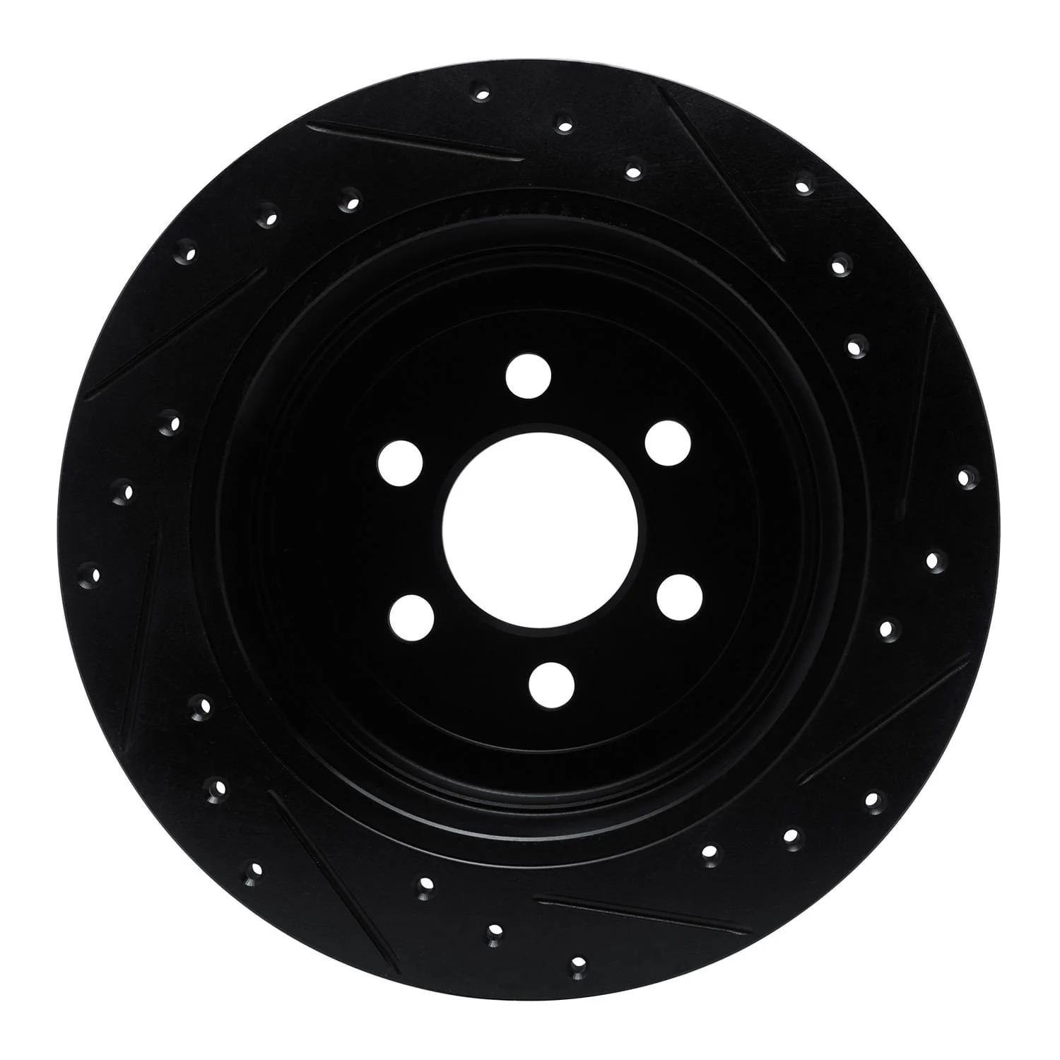 R1 Concepts 03-04 Dodge Dakota 4WD Rear Left Drilled & Slotted Black Brake Rotor - Image 2