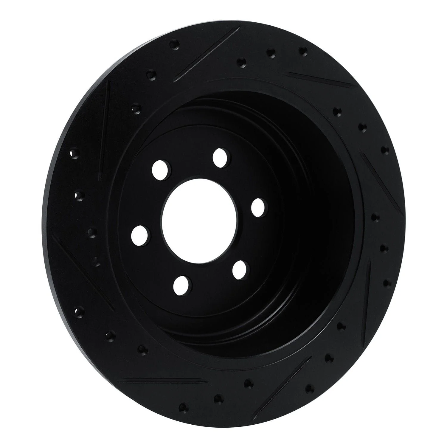 R1 Concepts 03-04 Dodge Dakota RWD Rear Right Drilled & Slotted Black Brake Rotor - Image 2