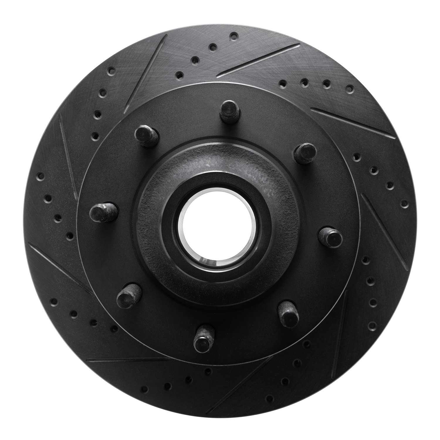 R1 Concepts 03-05 Ford F-350 Super Duty 2WD Front Left Drilled & Slotted Black Brake Rotor