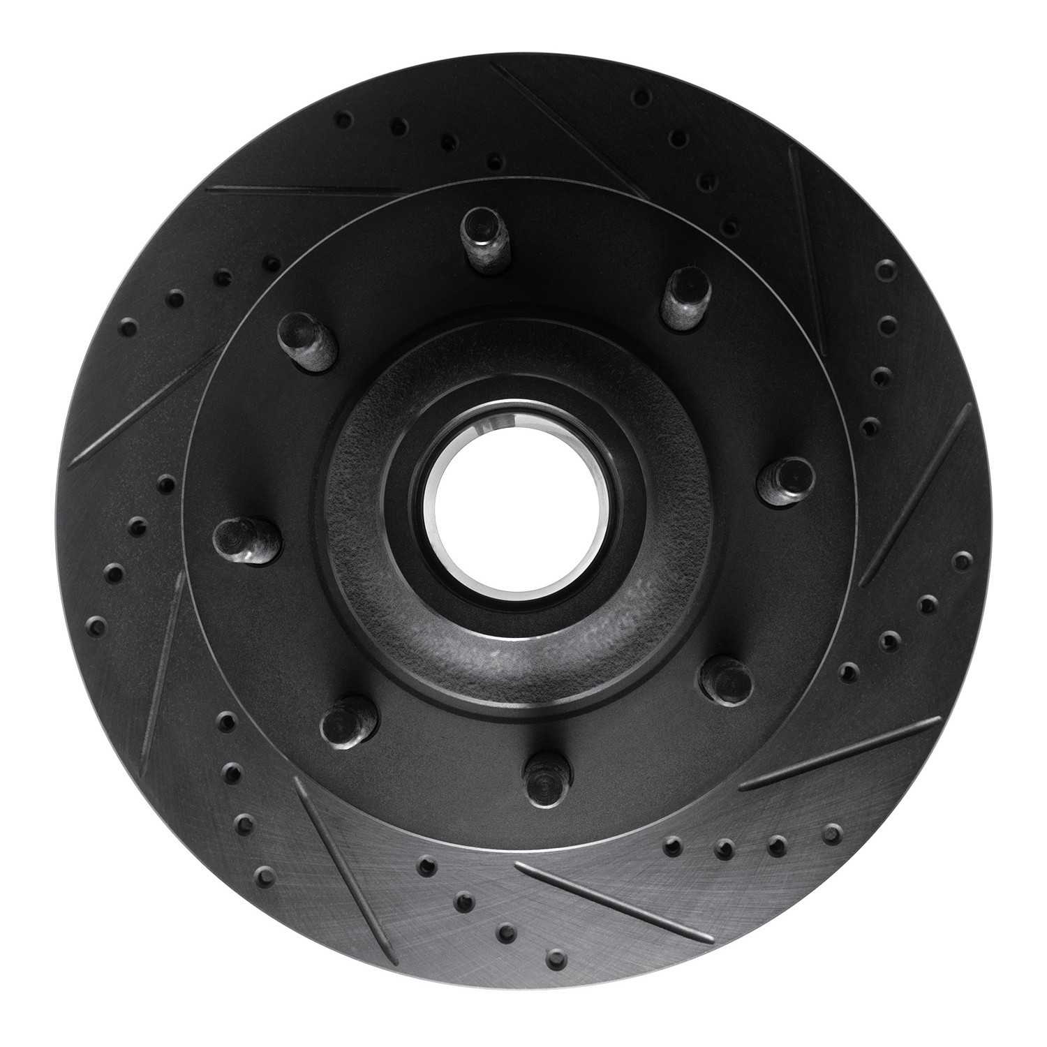 R1 Concepts 03-05 Ford F-350 Super Duty 2WD Front Right Drilled & Slotted Black Brake Rotor