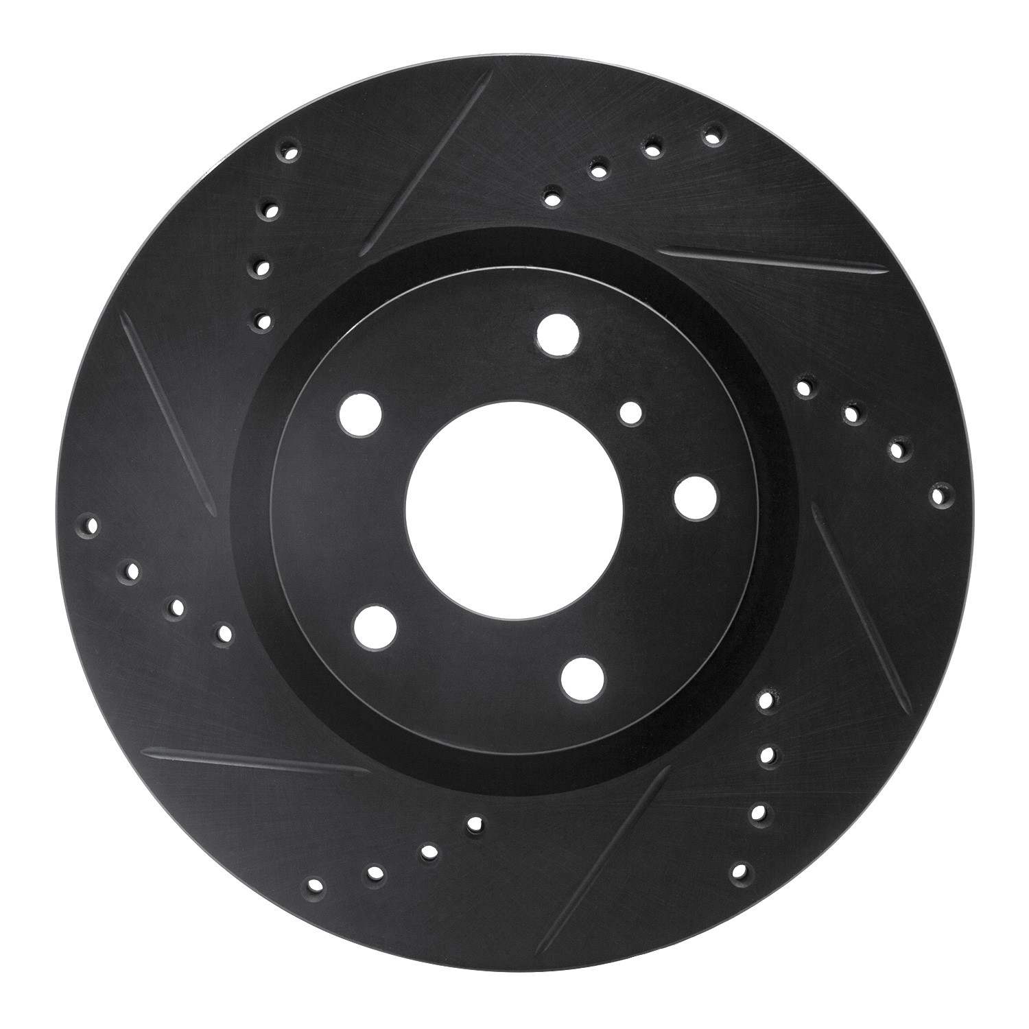 R1 Concepts 03-05 Infiniti G35 Front Left Drilled & Slotted Black Brake Rotor