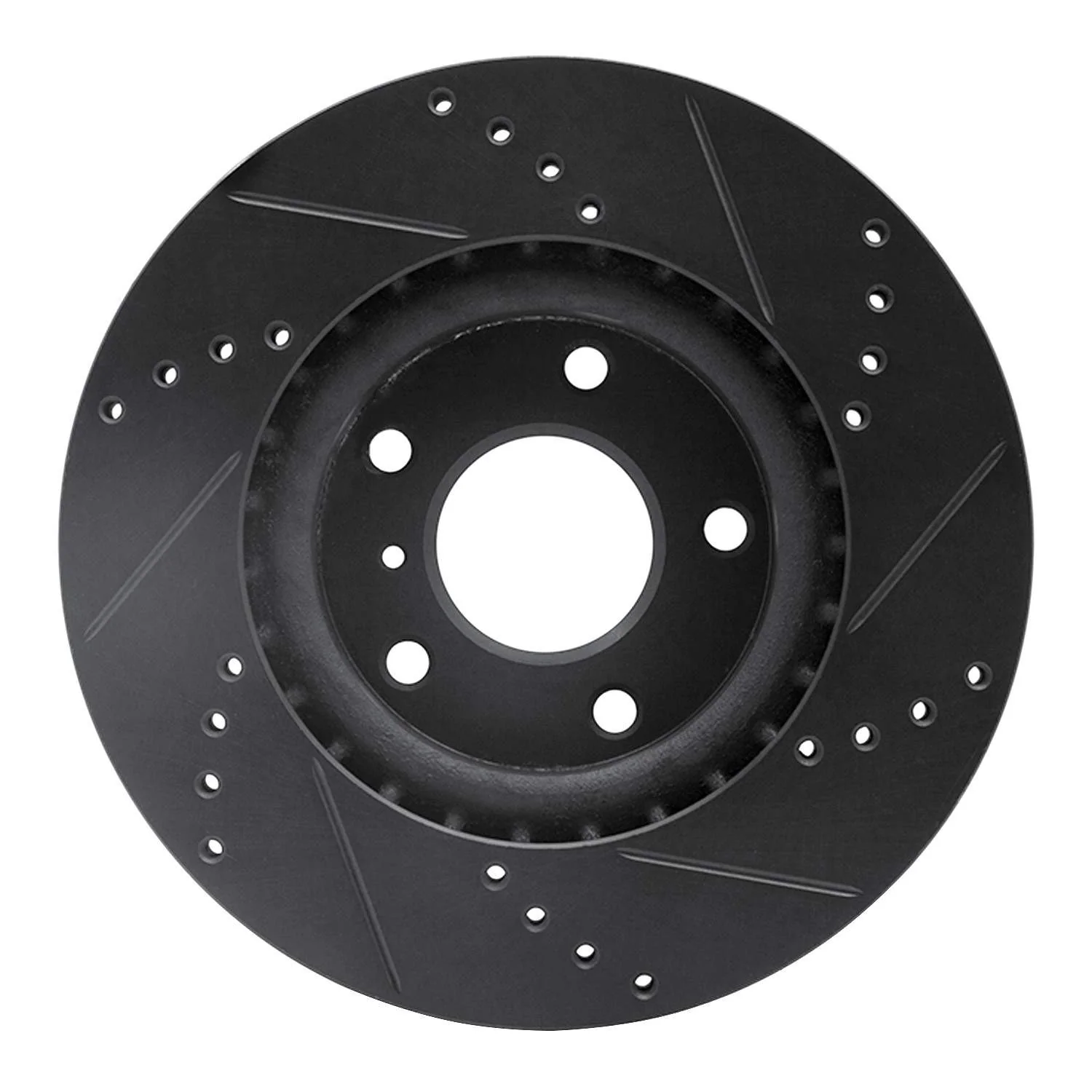 R1 Concepts 03-05 Infiniti G35 Front Left Drilled & Slotted Black Brake Rotor - Image 2