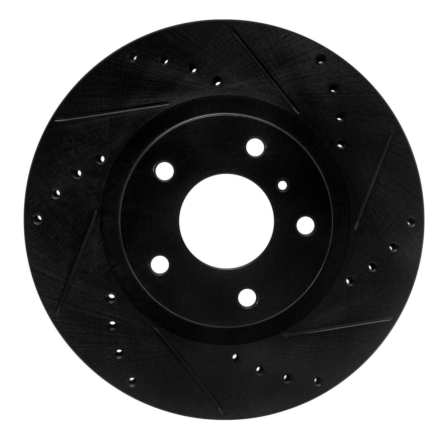R1 Concepts 03-05 Infiniti G35 Front Right Drilled & Slotted Black Brake Rotor
