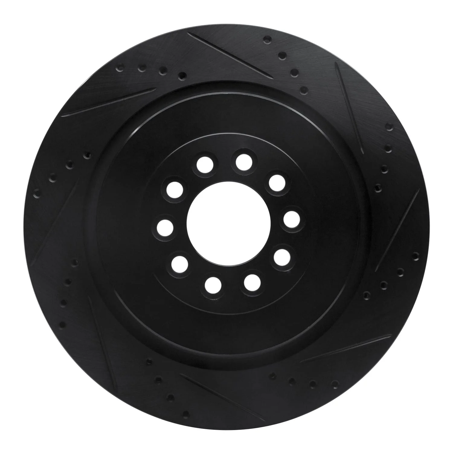R1 Concepts 03-05 Jaguar S-Type Front Right Drilled & Slotted Black Brake Rotor