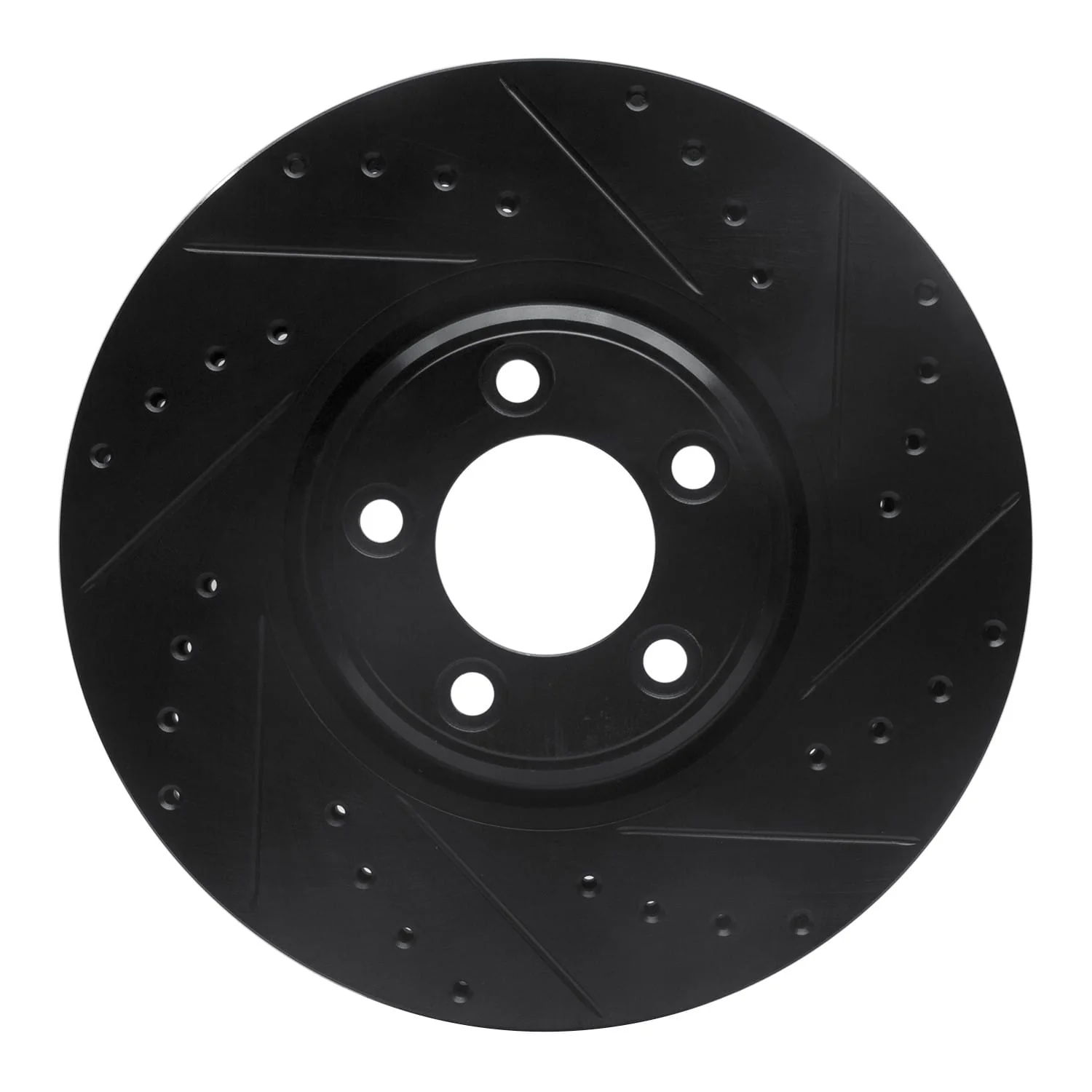 R1 Concepts 03-05 Jaguar Vanden Plas Front Right Drilled & Slotted Black Brake Rotor