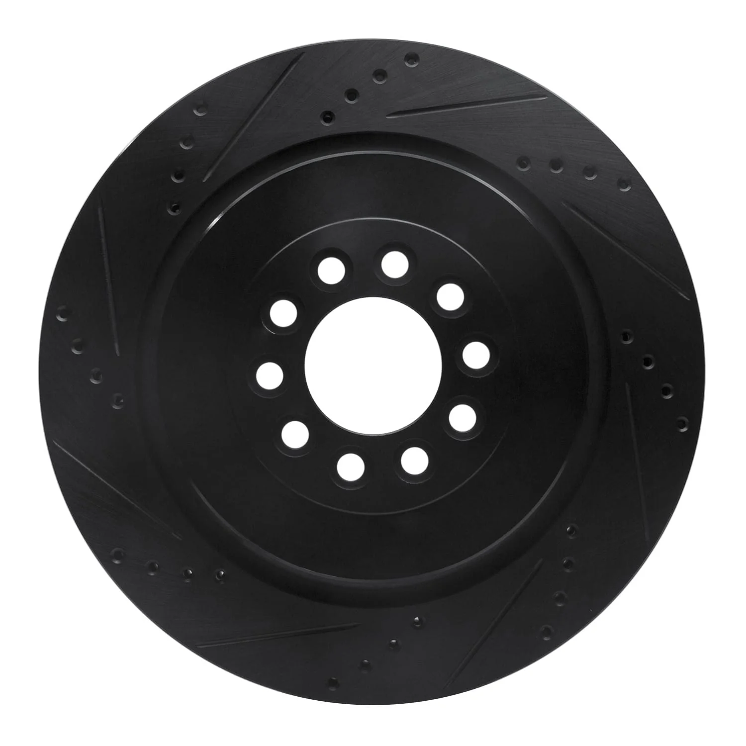 R1 Concepts 03-05 Jaguar XJR Front Left Drilled & Slotted Black Brake Rotor
