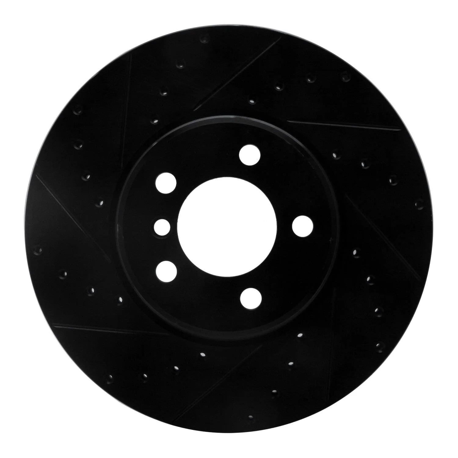 R1 Concepts 03-05 Land Rover Range Rover Front Left Drilled & Slotted Black Brake Rotor
