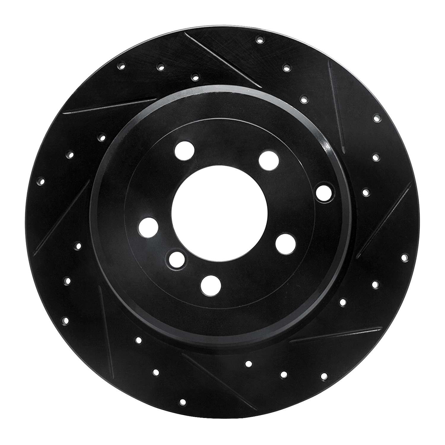 R1 Concepts 03-05 Land Rover Range Rover Rear Right Drilled & Slotted Black Brake Rotor