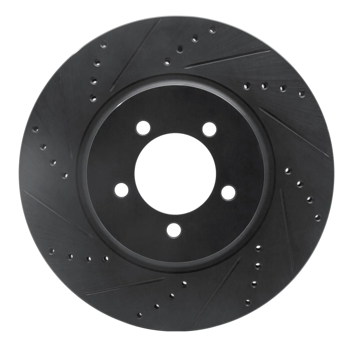 R1 Concepts 03-05 Lincoln AVIATOR Front Left Drilled & Slotted Black Brake Rotor