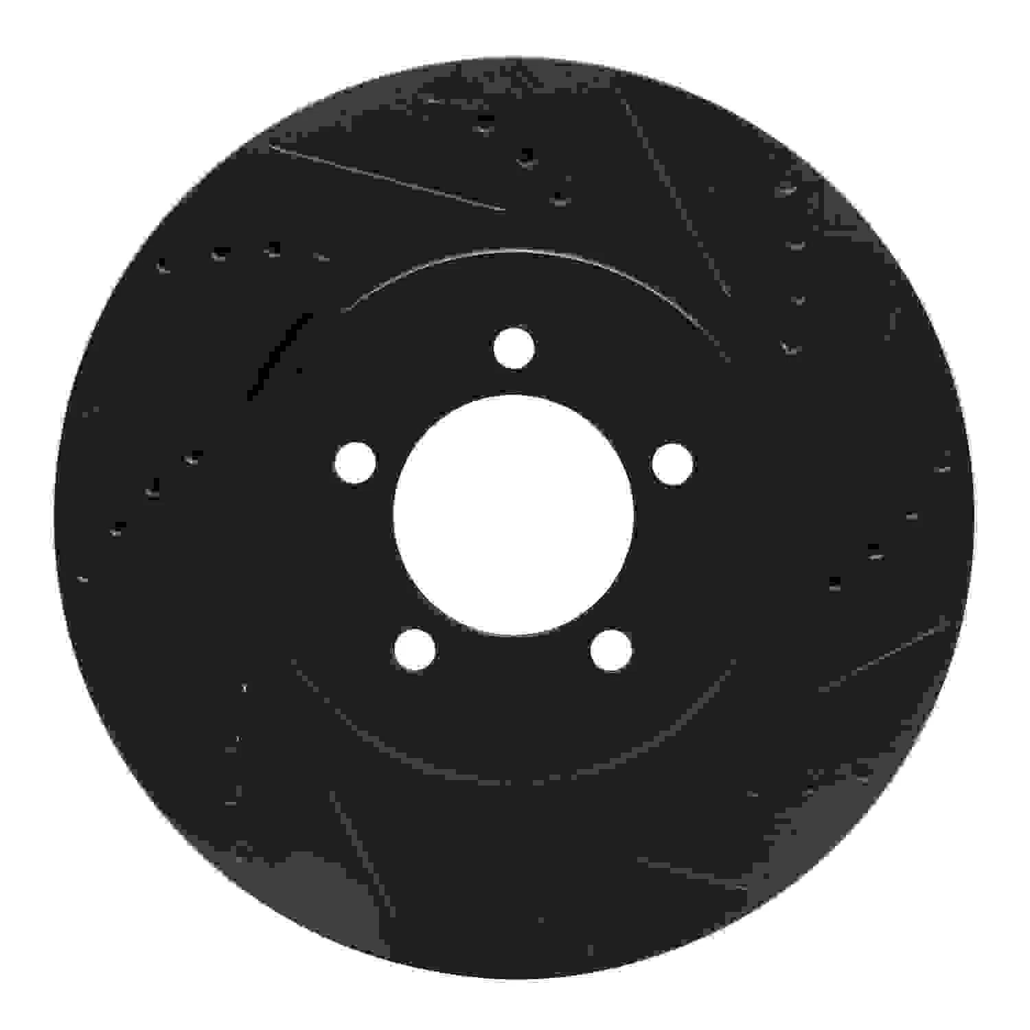 R1 Concepts 03-05 Lincoln AVIATOR Front Right Drilled & Slotted Black Brake Rotor