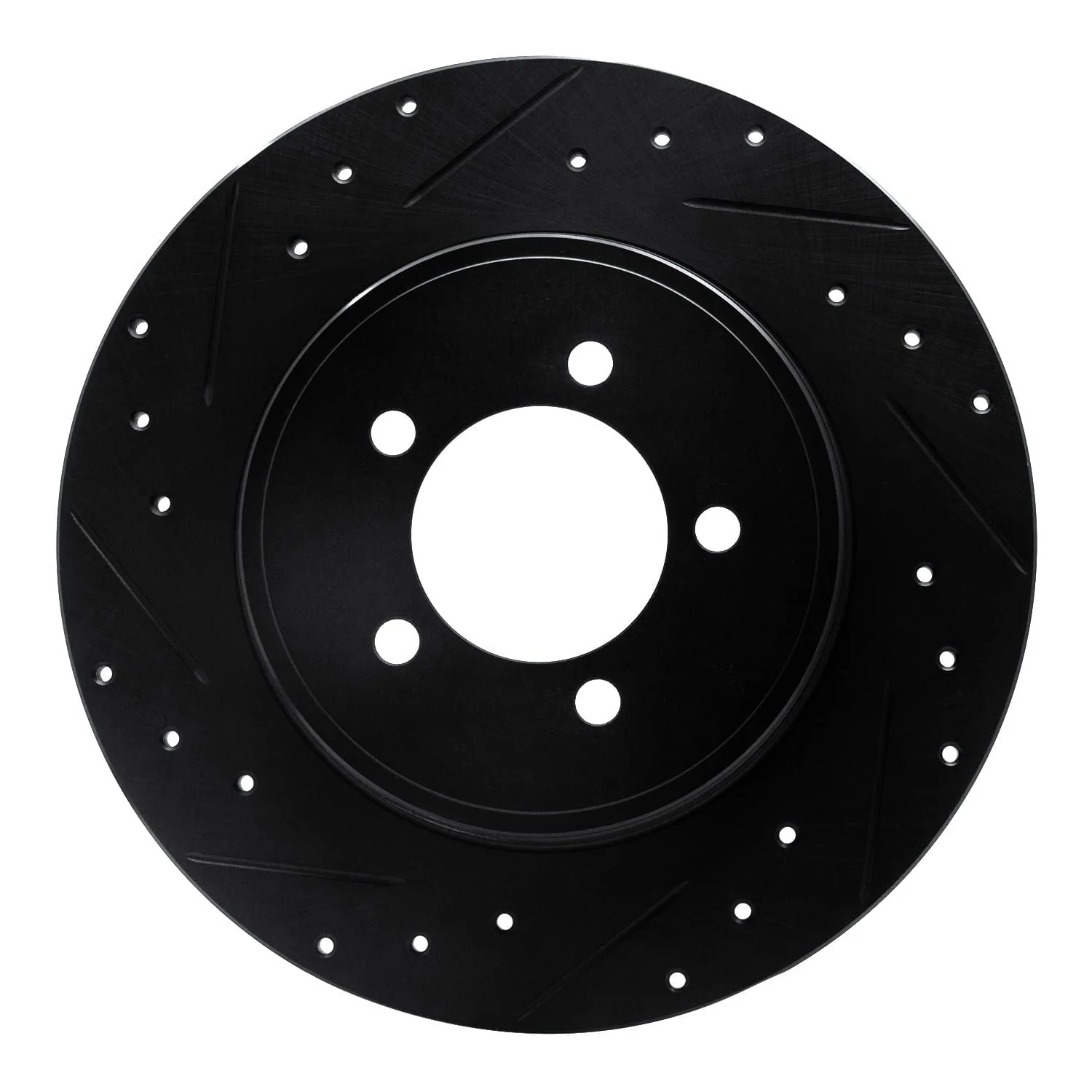 R1 Concepts 03-05 Lincoln AVIATOR Rear Left Drilled & Slotted Black Brake Rotor