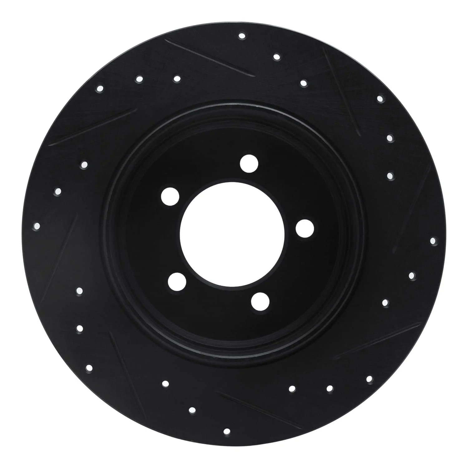 R1 Concepts 03-05 Lincoln AVIATOR Rear Left Drilled & Slotted Black Brake Rotor - Image 2
