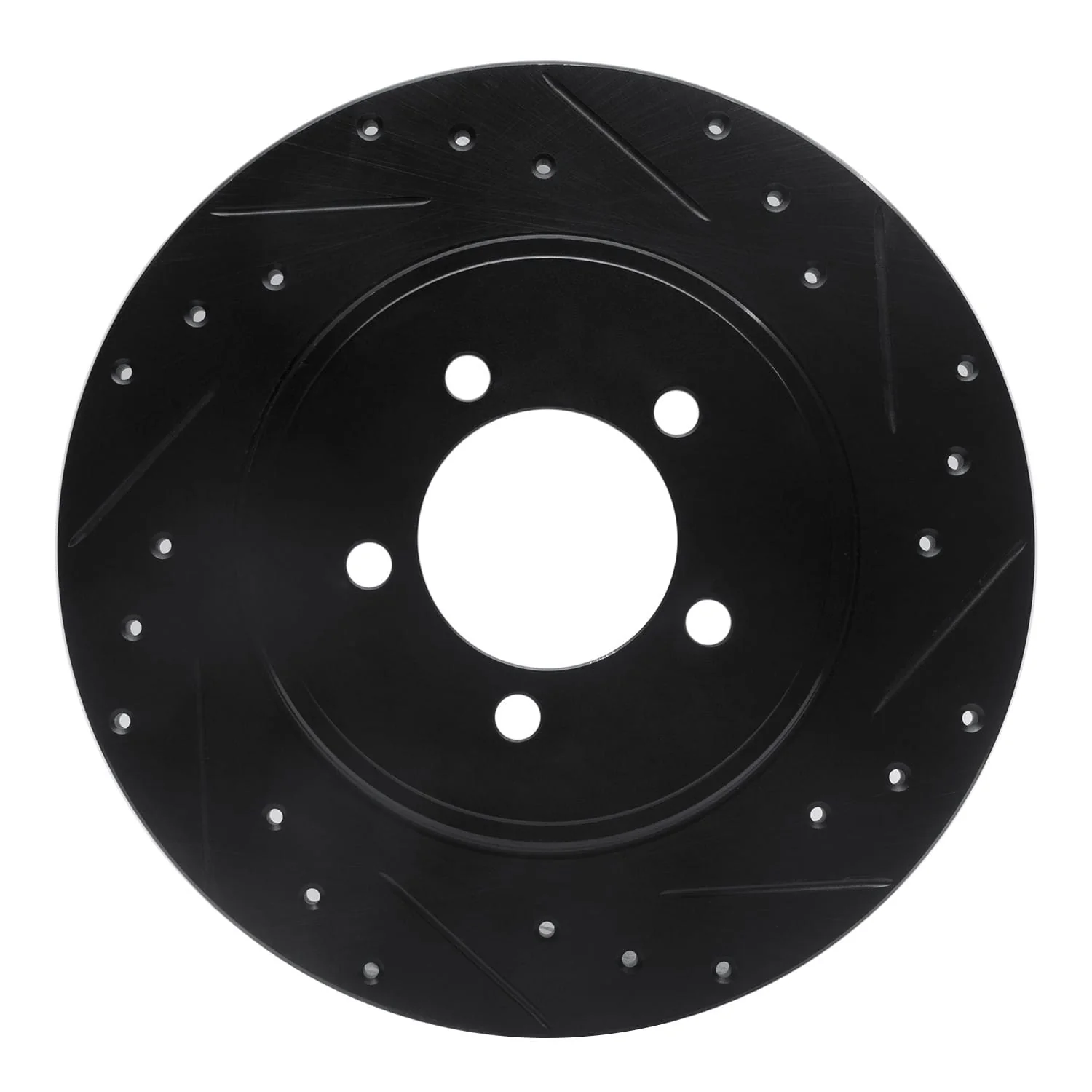 R1 Concepts 03-05 Lincoln AVIATOR Rear Right Drilled & Slotted Black Brake Rotor