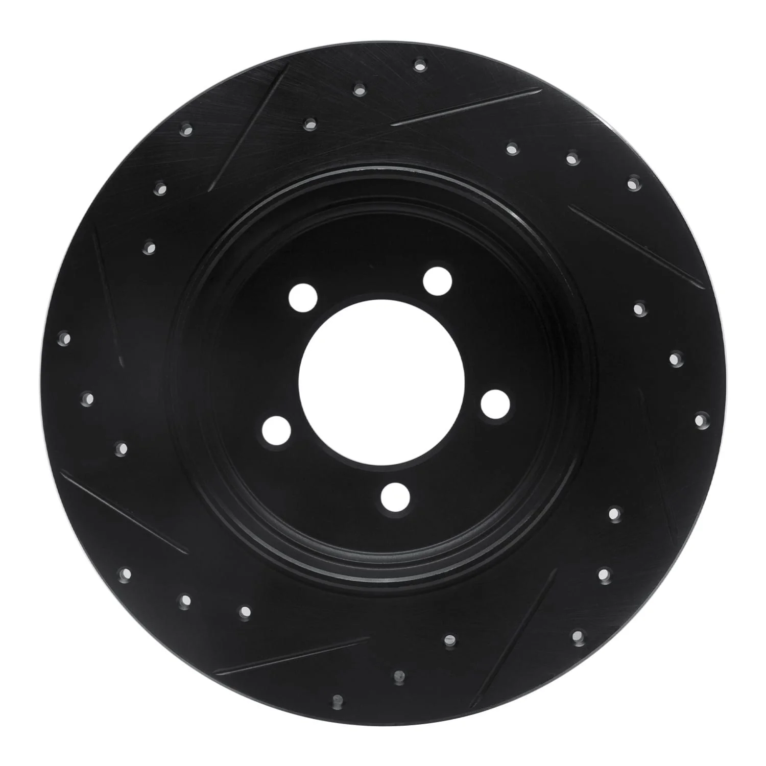 R1 Concepts 03-05 Lincoln AVIATOR Rear Right Drilled & Slotted Black Brake Rotor - Image 2