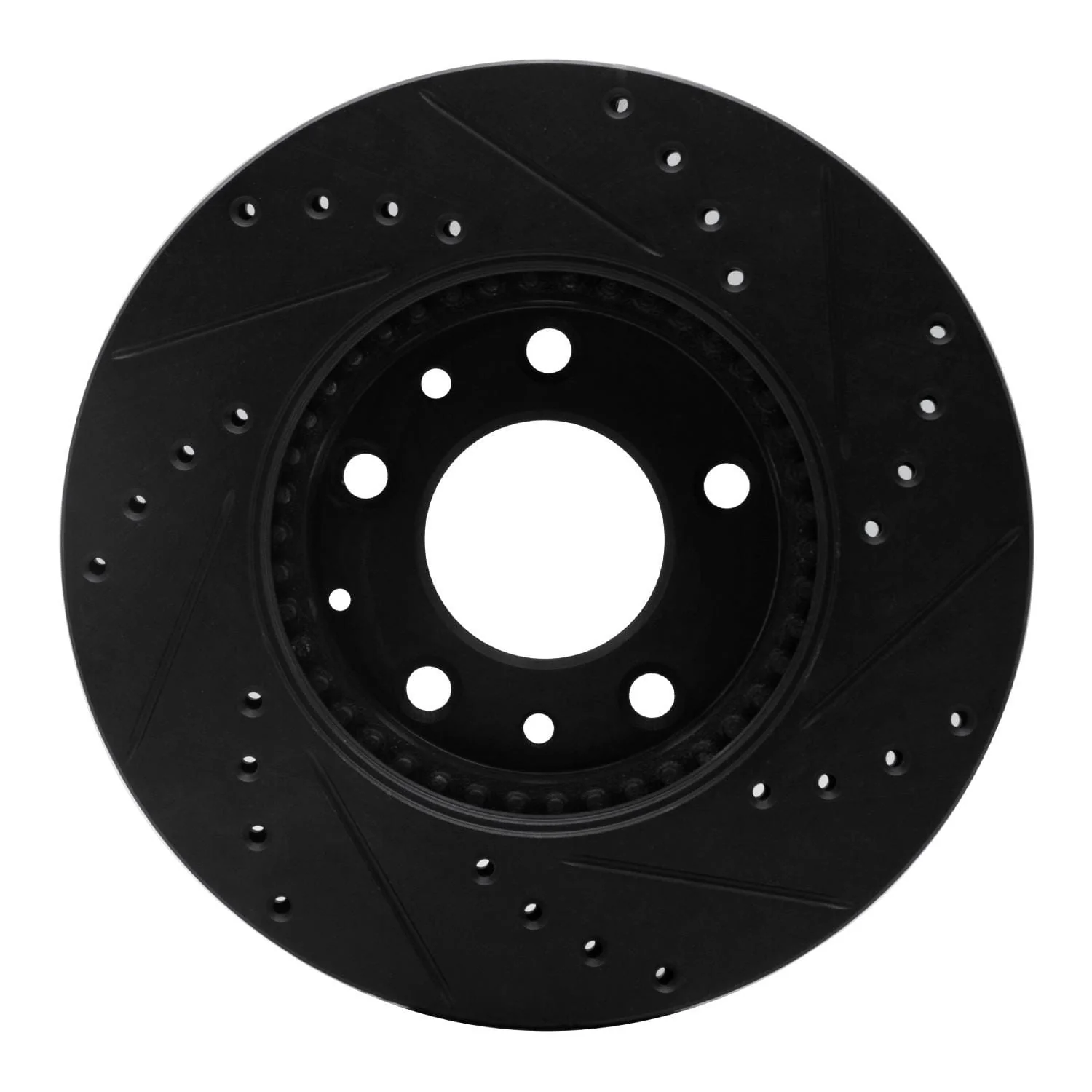 R1 Concepts 03-05 Mazda 6 Front Left Drilled & Slotted Black Brake Rotor - Image 2
