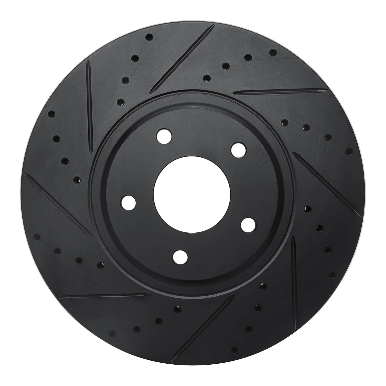 R1 Concepts 03-05 Nissan Maxima Front Left Drilled & Slotted Black Brake Rotor