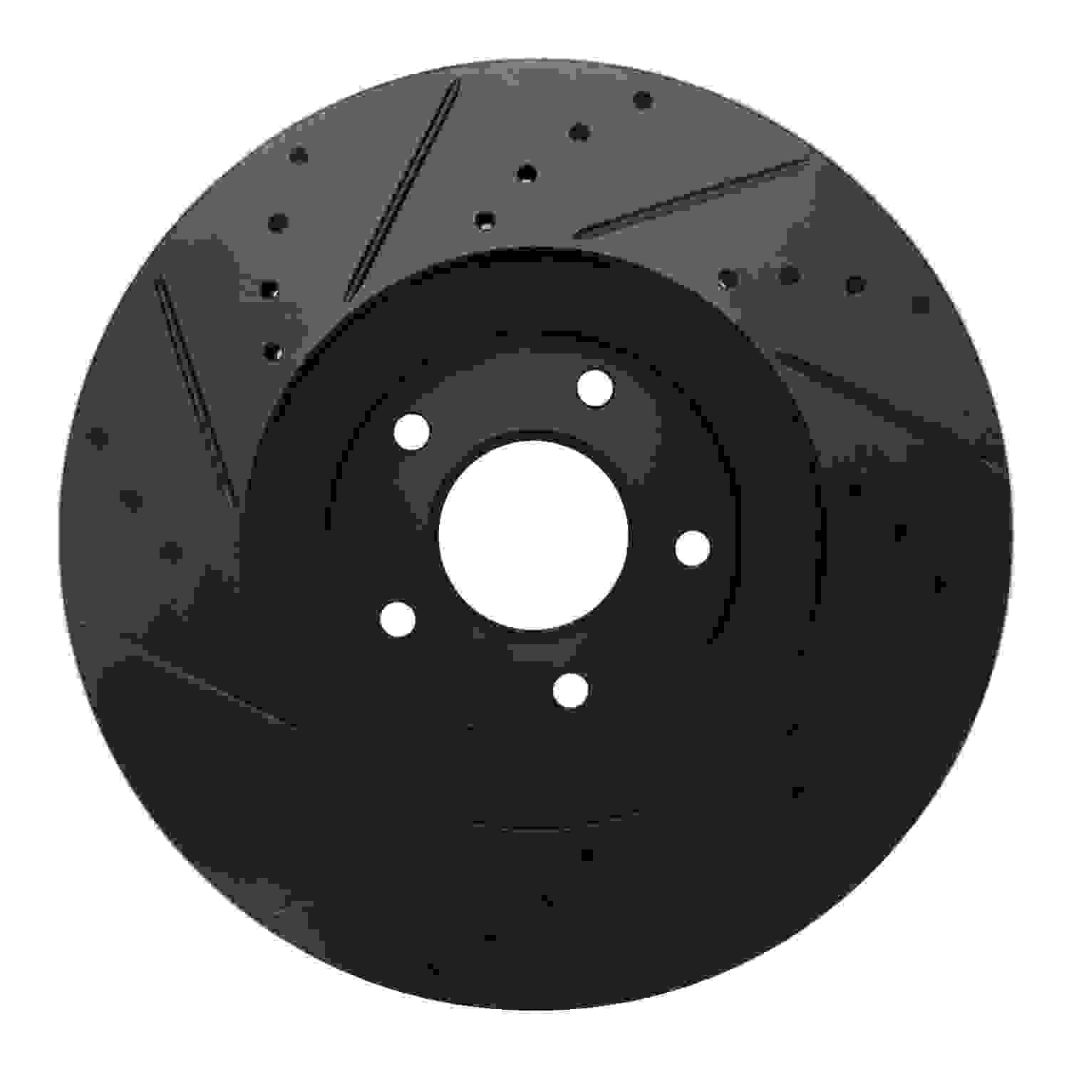 R1 Concepts 03-05 Nissan Maxima Front Right Drilled & Slotted Black Brake Rotor - Image 2