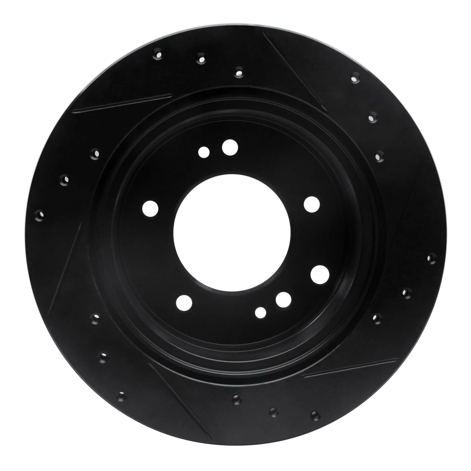 R1 Concepts 03-06 Kia Sorento Rear Left Drilled & Slotted Black Brake Rotor - Image 2