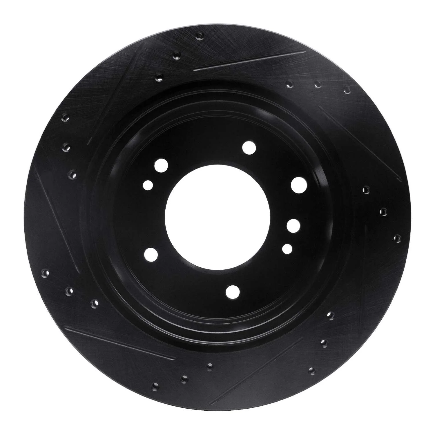 R1 Concepts 03-06 Kia Sorento Rear Right Drilled & Slotted Black Brake Rotor - Image 2
