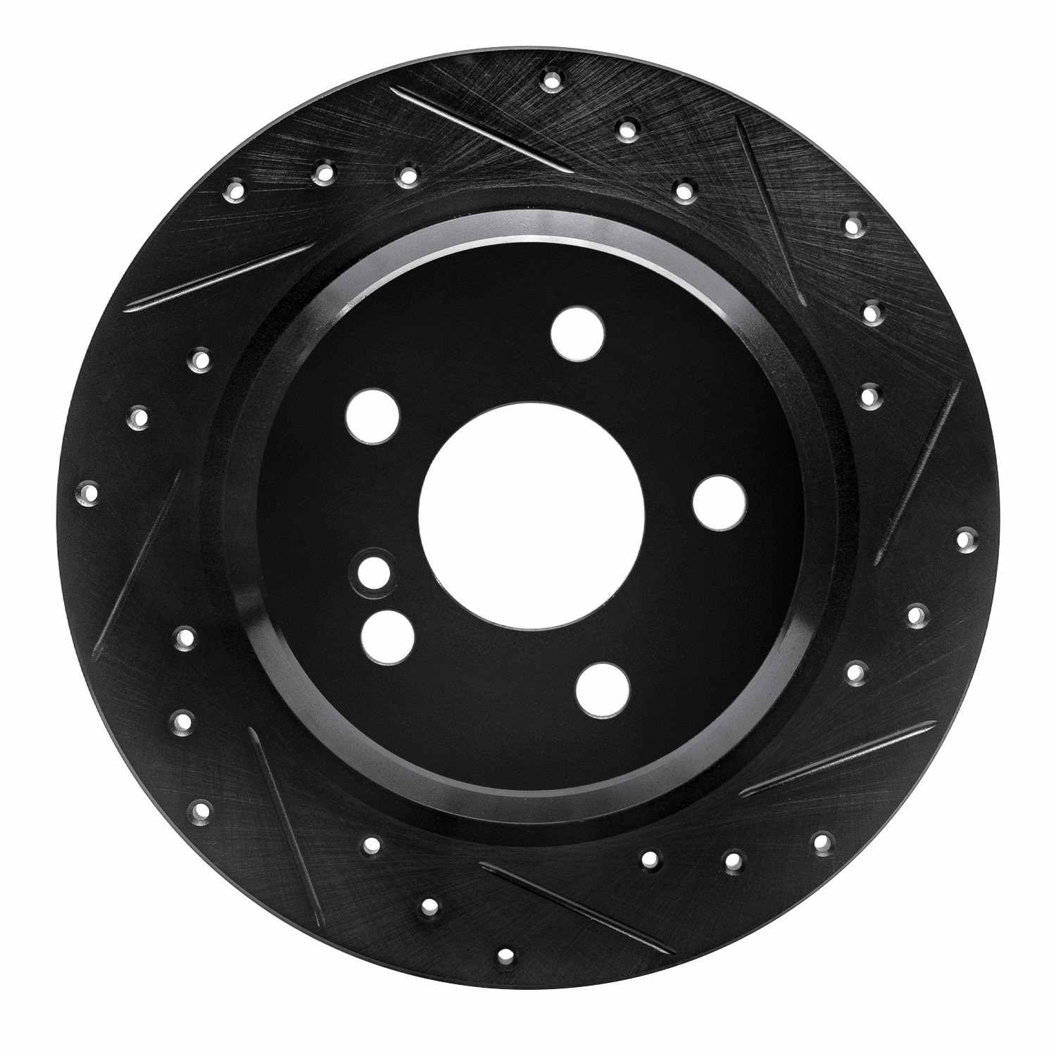 R1 Concepts 03-06 Mercedes-Benz CL500 Rear Right Drilled & Slotted Black Brake Rotor