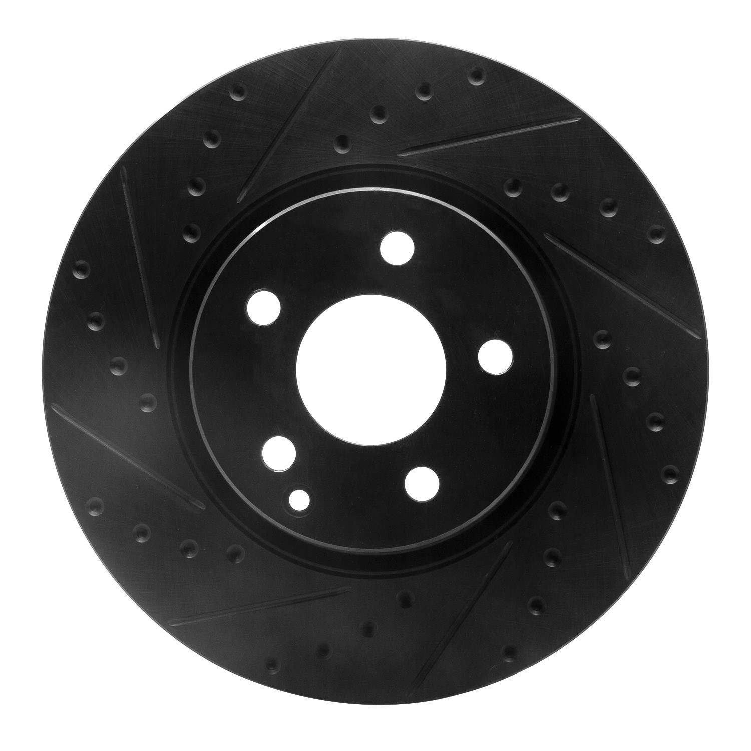 R1 Concepts 03-06 Mercedes-Benz SL500 Front Left Drilled & Slotted Black Brake Rotor