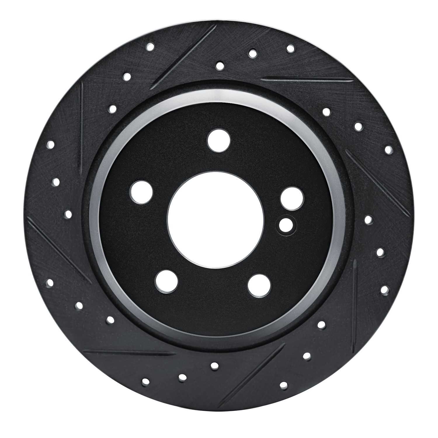R1 Concepts 03-06 Mercedes-Benz SL500 Rear Left Drilled & Slotted Black Brake Rotor