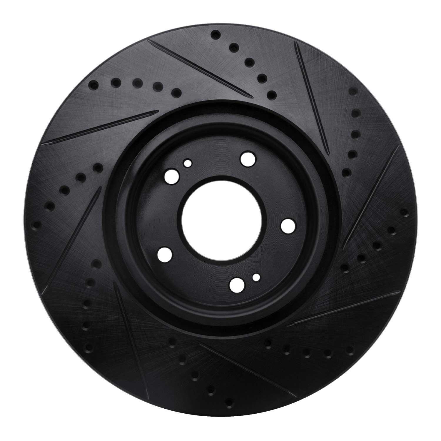 R1 Concepts 03-06 Mitsubishi Lancer Front Left Drilled & Slotted Black Brake Rotor - Image 2