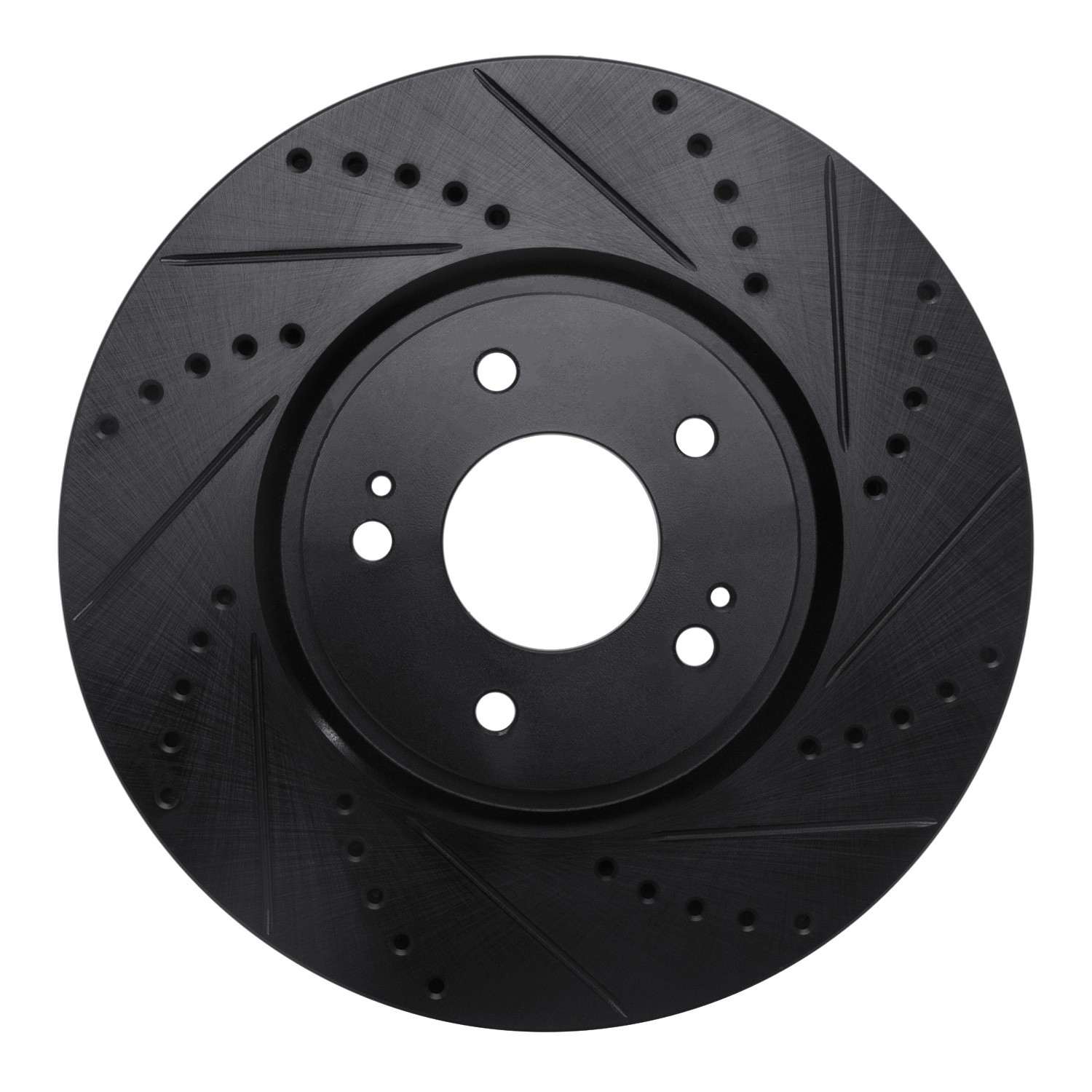 R1 Concepts 03-06 Mitsubishi Lancer Front Right Drilled & Slotted Black Brake Rotor