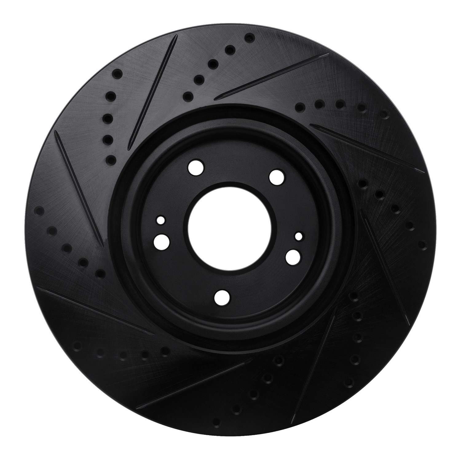 R1 Concepts 03-06 Mitsubishi Lancer Front Right Drilled & Slotted Black Brake Rotor - Image 2